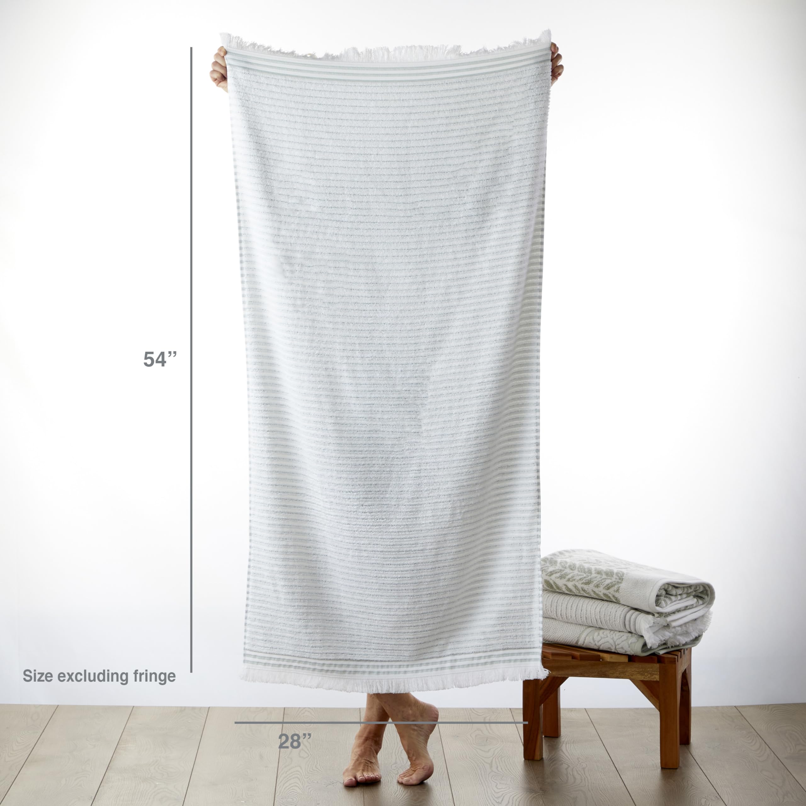 Skl Home Subtle Stripe Bath Towel, Sage