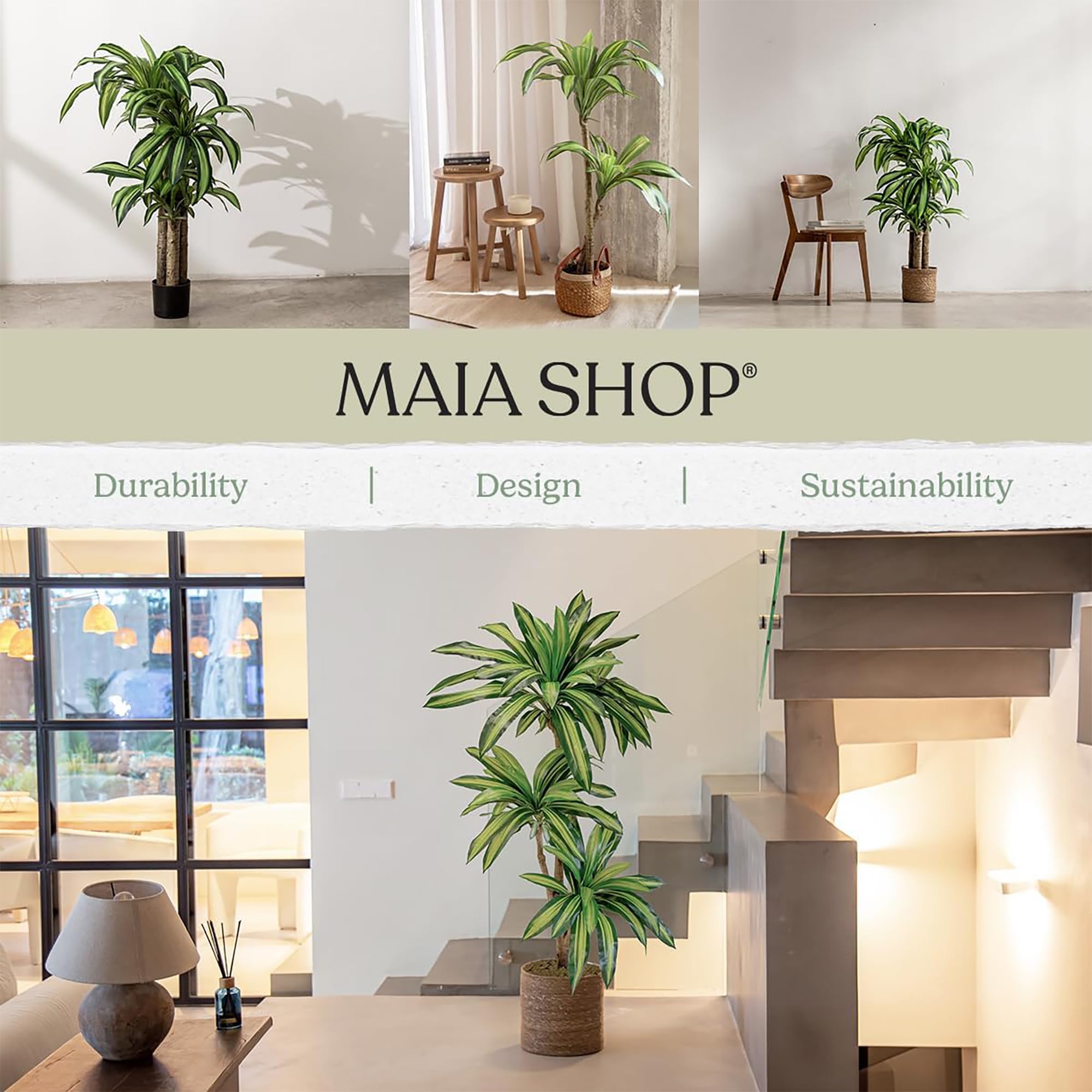 Maia Shop Artificial Dracena Tree  Made with The Best Materials  Ideal for Home Decoration  Artificial Plant (41-inch)