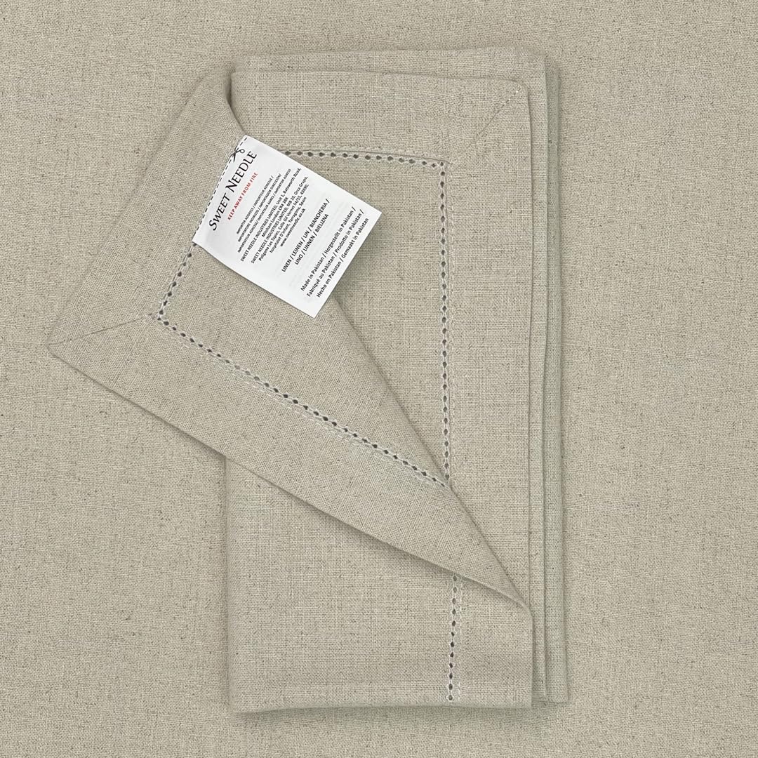 Sweet Needle - Pack Of 6-100% Pure Linen Handmade Ladder Lace Hemstitched Napkins 20X20 Natural