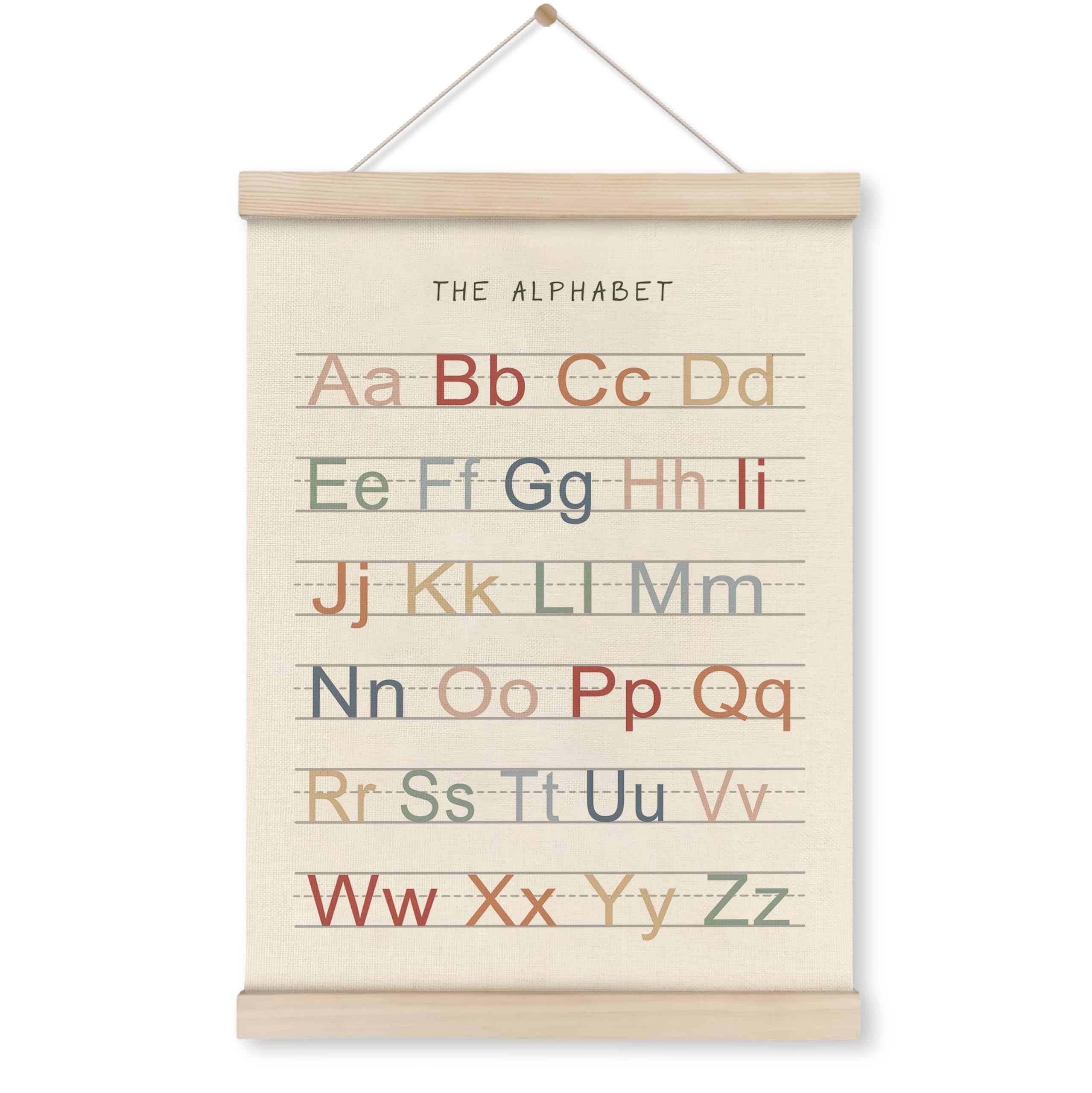 Hrqko Alphabet Abc Poster Hanger Frame, Nursery Wall Decor, Alphabet Wall Art, Boho Abc Poster Wall Art With Wooden Frames, Alph