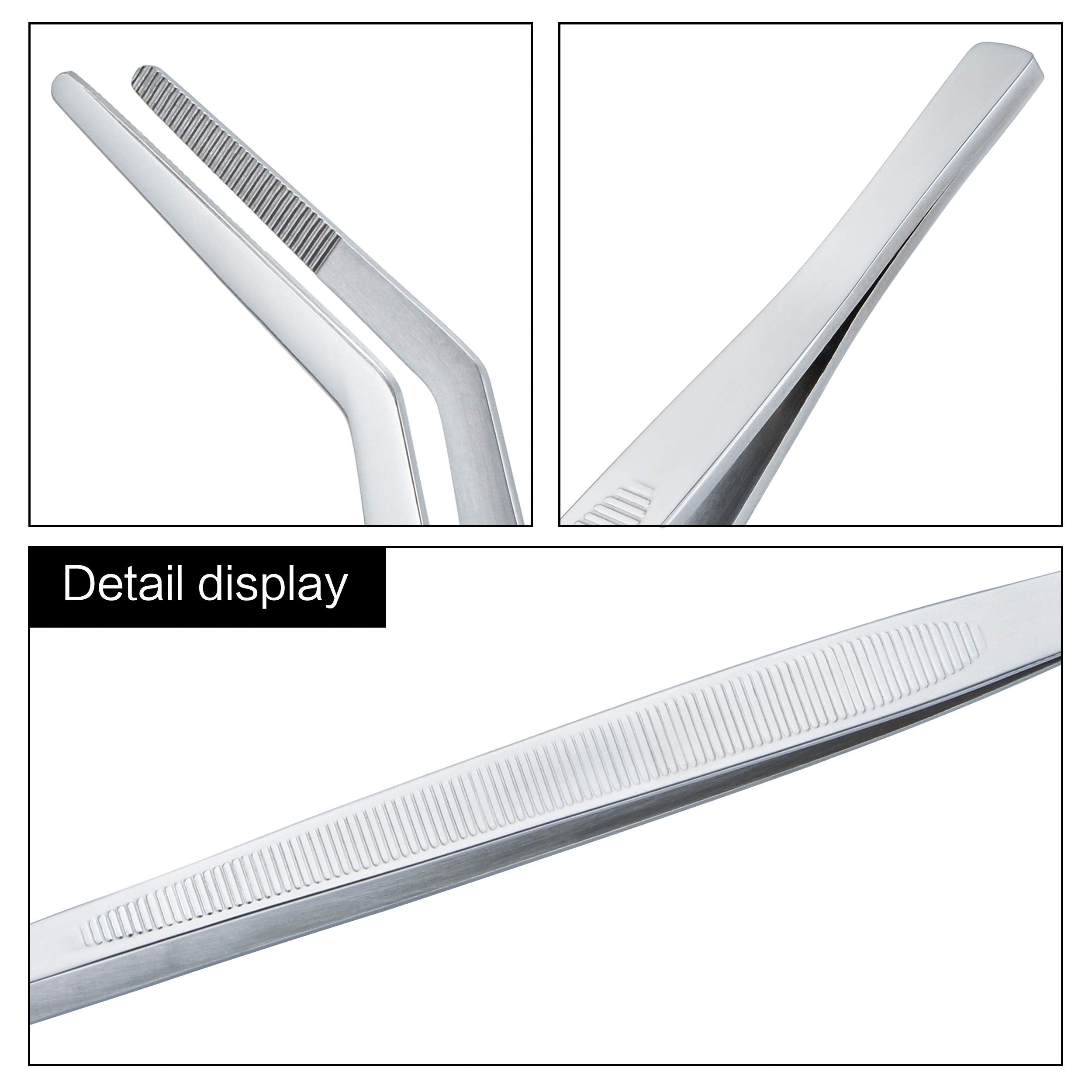 Msy Bigsunny Professional Chef Kitchen Cooking Precision Tweezers Culinary Curved Tip Tongs For Baking Decorating (1, 9.5'')