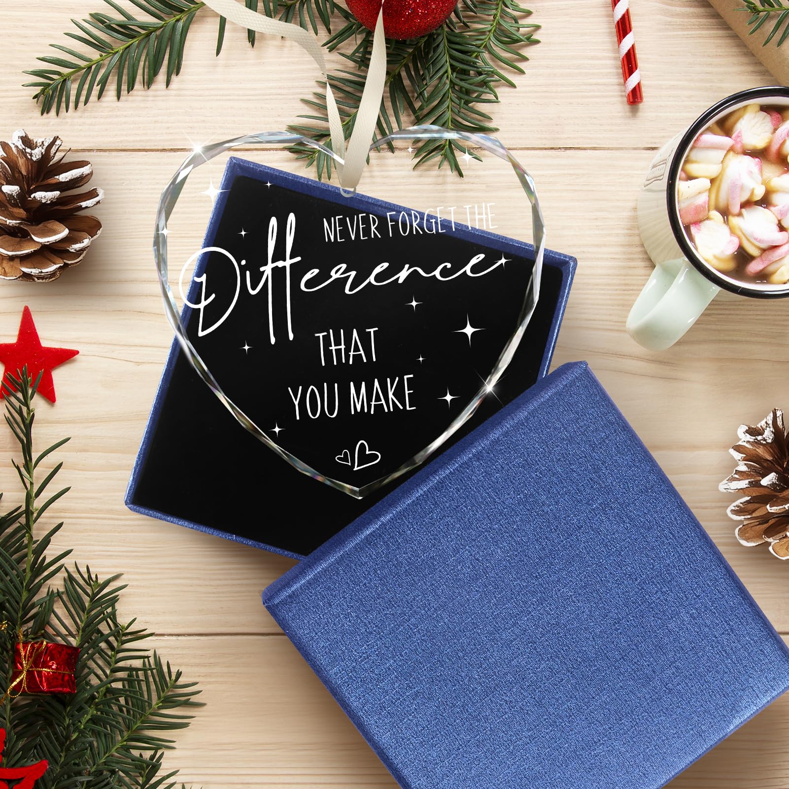Thank You Gifts for Women, Never Forget The Difference That You Make Glass Ornament Keepsake Sign Retirement Gifts Appreciation