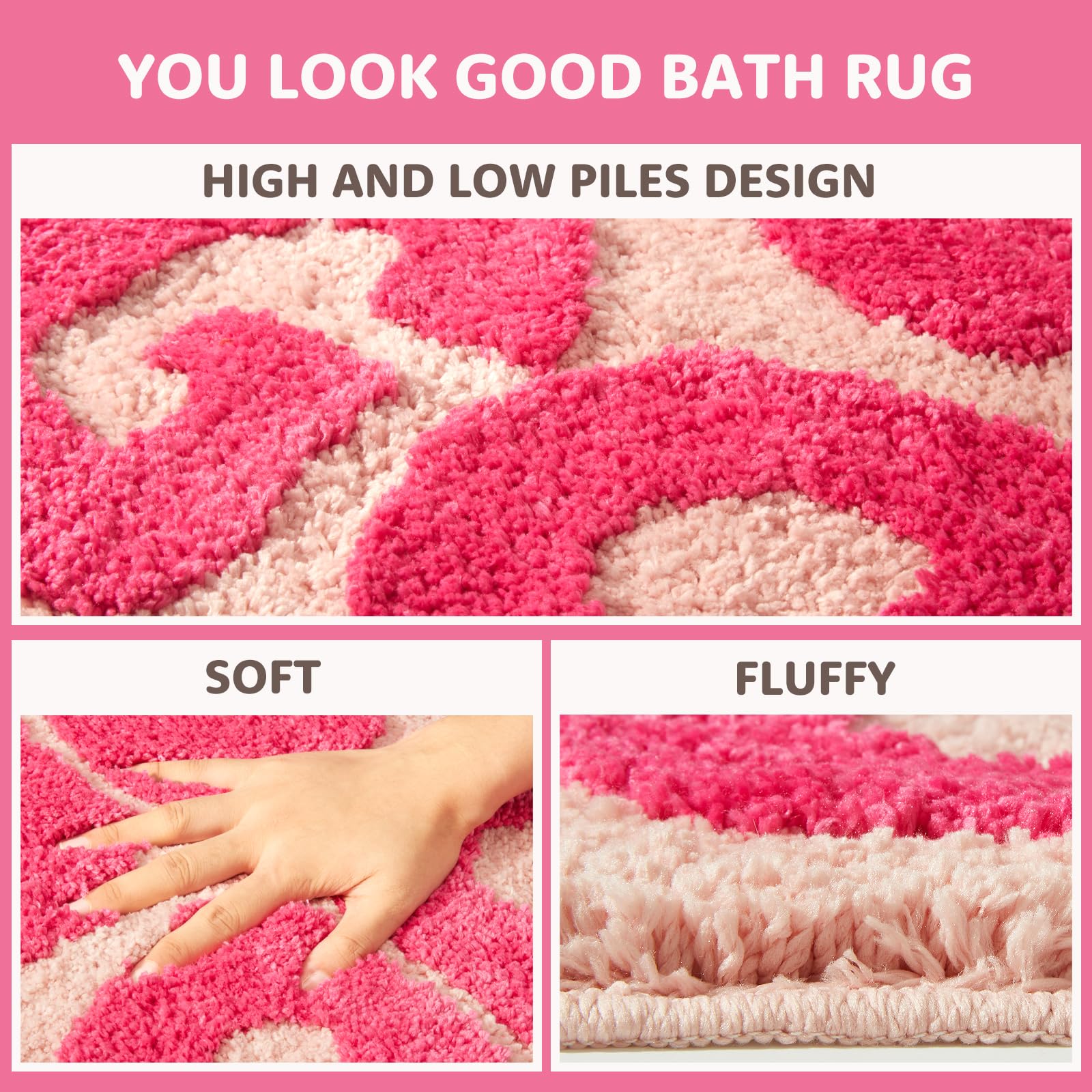 Dyefury You Look Good Bath Mat Pink, Cute Bathroom Rugs For Girls Fun Funny Funky Rug Bedroom Pink Preppy Bathroom Decor Hello B