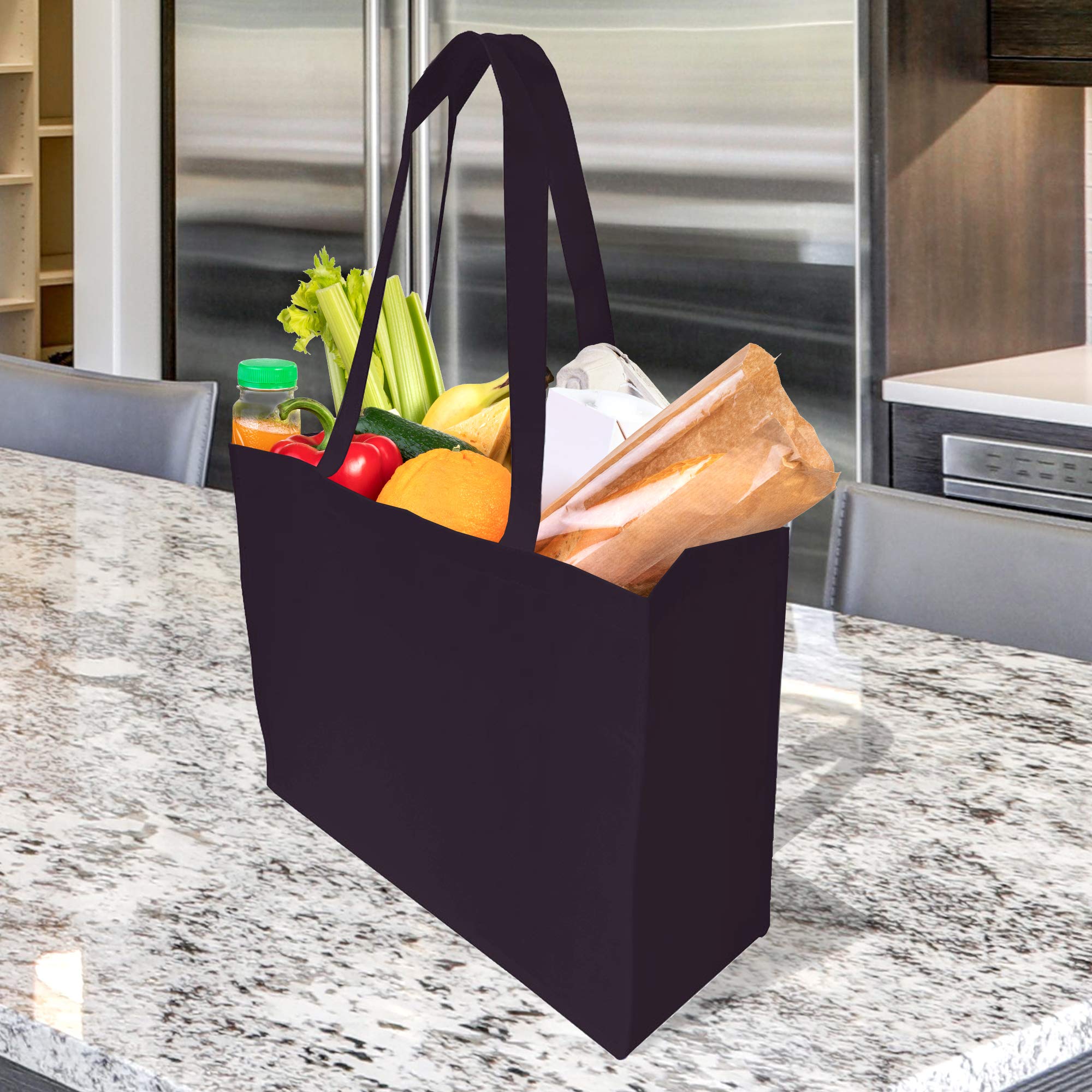 Black Gift Bags - 12 Pack Reusable Shopping Bags with Handles  Small Fabric Cloth Bags for Small Business  Gifts  Groceries  Merchandise  Events  Parties  Take-Out  Retail Stores  Bulk - 8x4x10