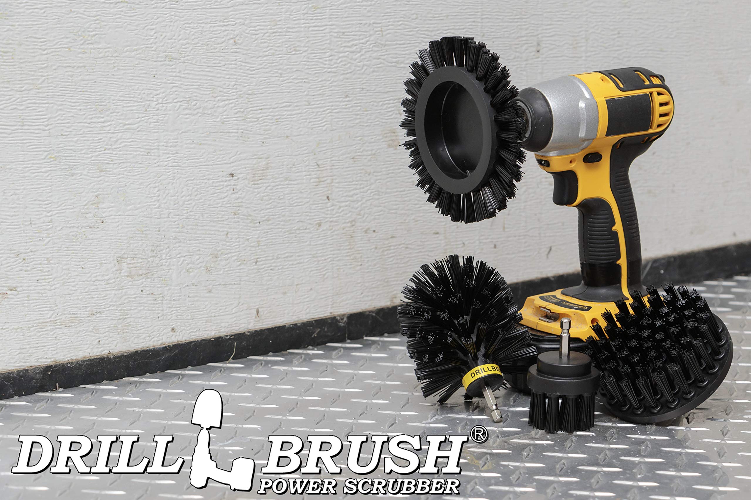 Drillbrush Black - Grill Brush - Grill Tools Clean Gas Grills  Electric Smokers  Charcoal Grills  Oven Racks  and Fireplace Grates - Drill Power Brush Cleans Baked or Burned on Food