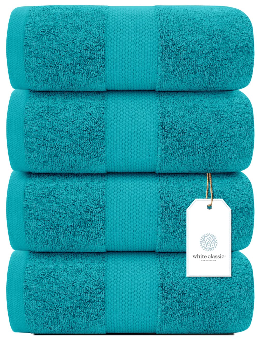 White Classic Luxury Bath Towels Large - Cotton Hotel Spa Bathroom Towel 30X56  4 Pack  Aqua