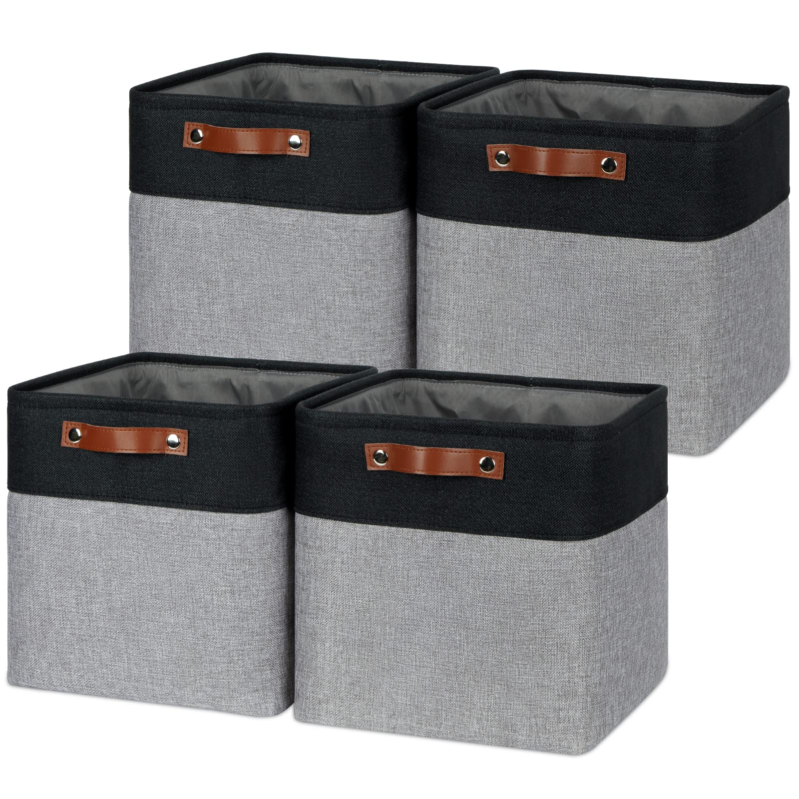 Temary Storage Baskets 12X12 Fabric Cube Storage Bins, 4 Pack Large Baskets With Handles, Baskets For Organizing Towels, Blanket