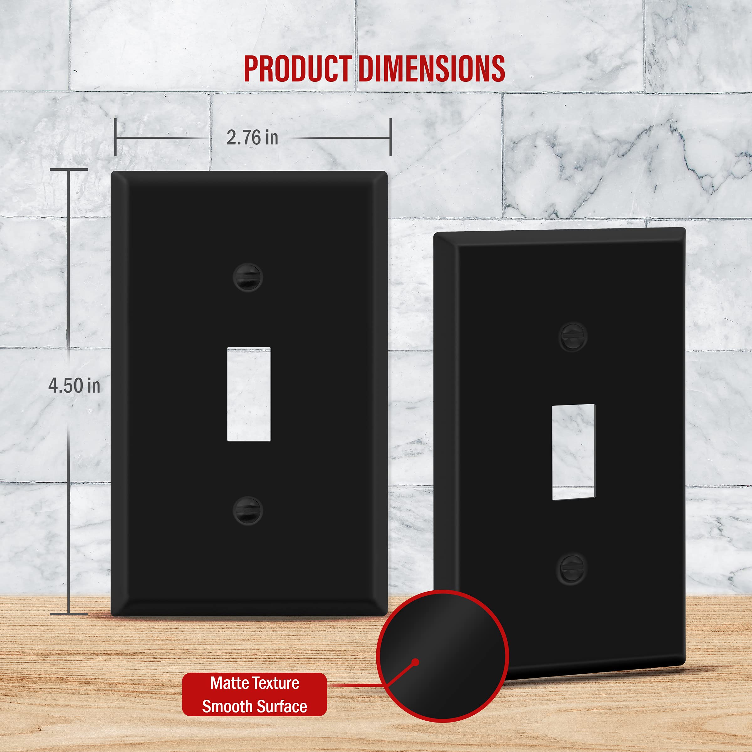 Enerlites Toggle Light Switch Metal Cover Plate, Wall Plate, Corrosion Resistant, Standard Size 1-Gang 450 X 276, Powder Coated