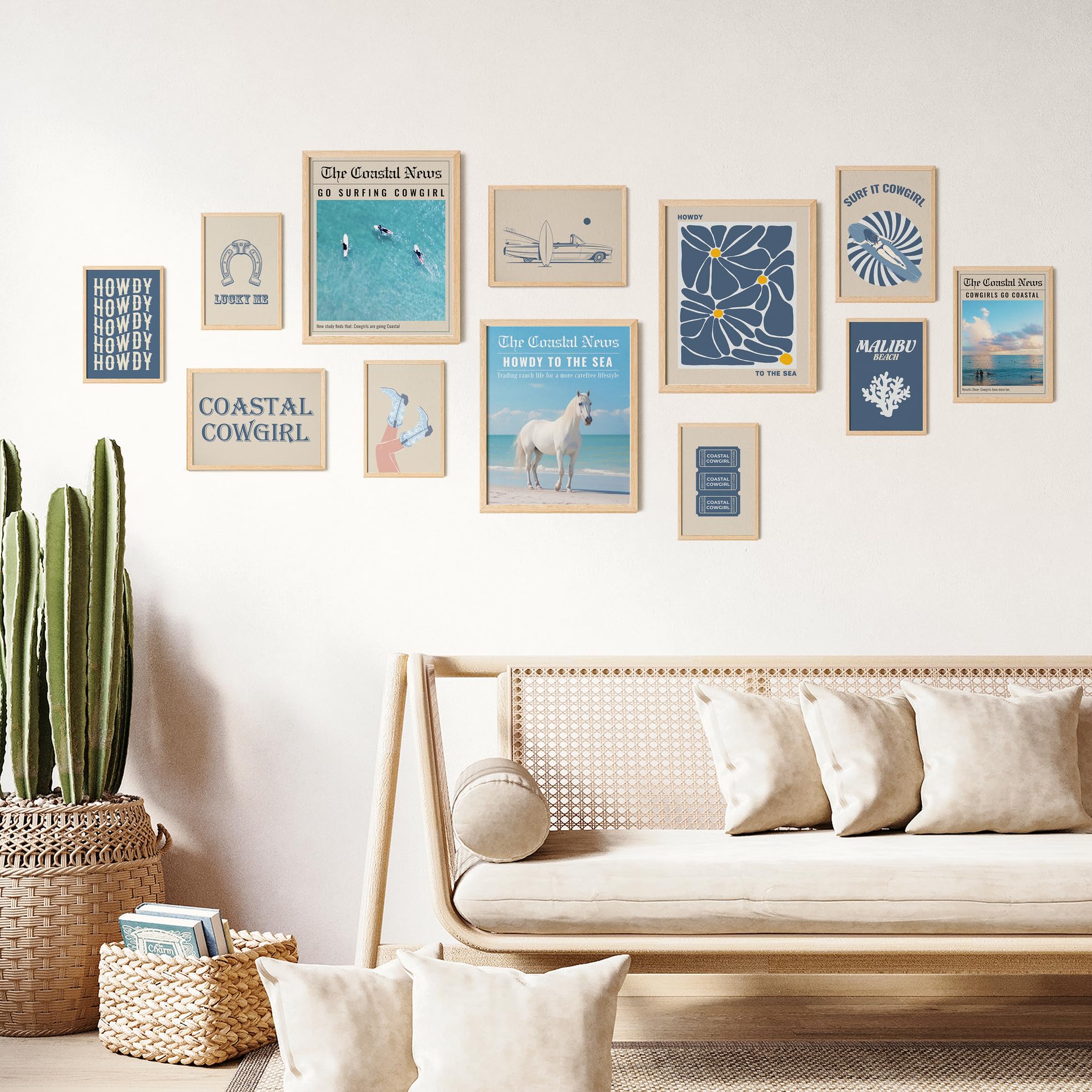 97 Decor Coastal Cowgirl Room Decor Aesthetic - Coastal Granddaughter Room Decor, Trendy Coastal Cowgirl Wall Art Prints, Blue B