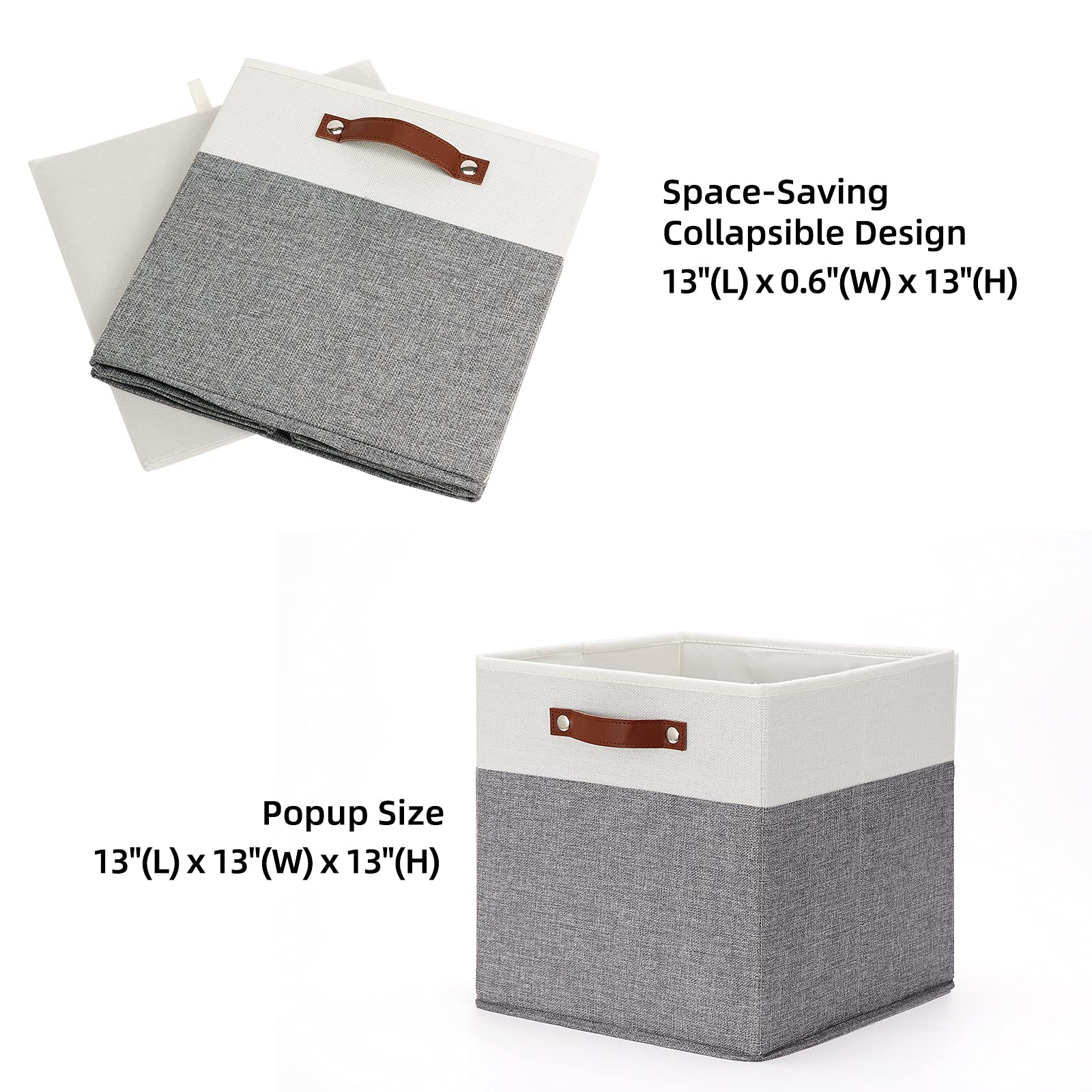 Hnzige Foldable Storage Bins 13X13 Storage Cubes Set Of 4 Fabric Linen Storage Baskets For Shelves Drawer With Handles Organizer