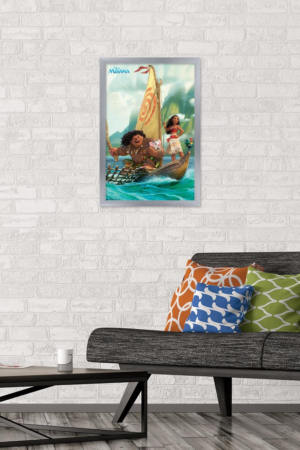 Trends International Disney Moana - Group Wall Poster, 14.72'' X 22.37'', Silver Framed Version