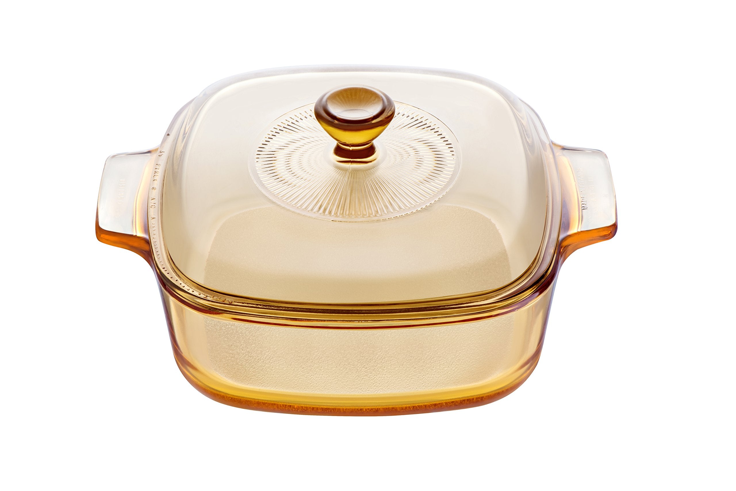 Visions Pyroceram Reverse Square Casserole with Glass Cover, Brown, 22.3 x 17.5 x 7.5 cm