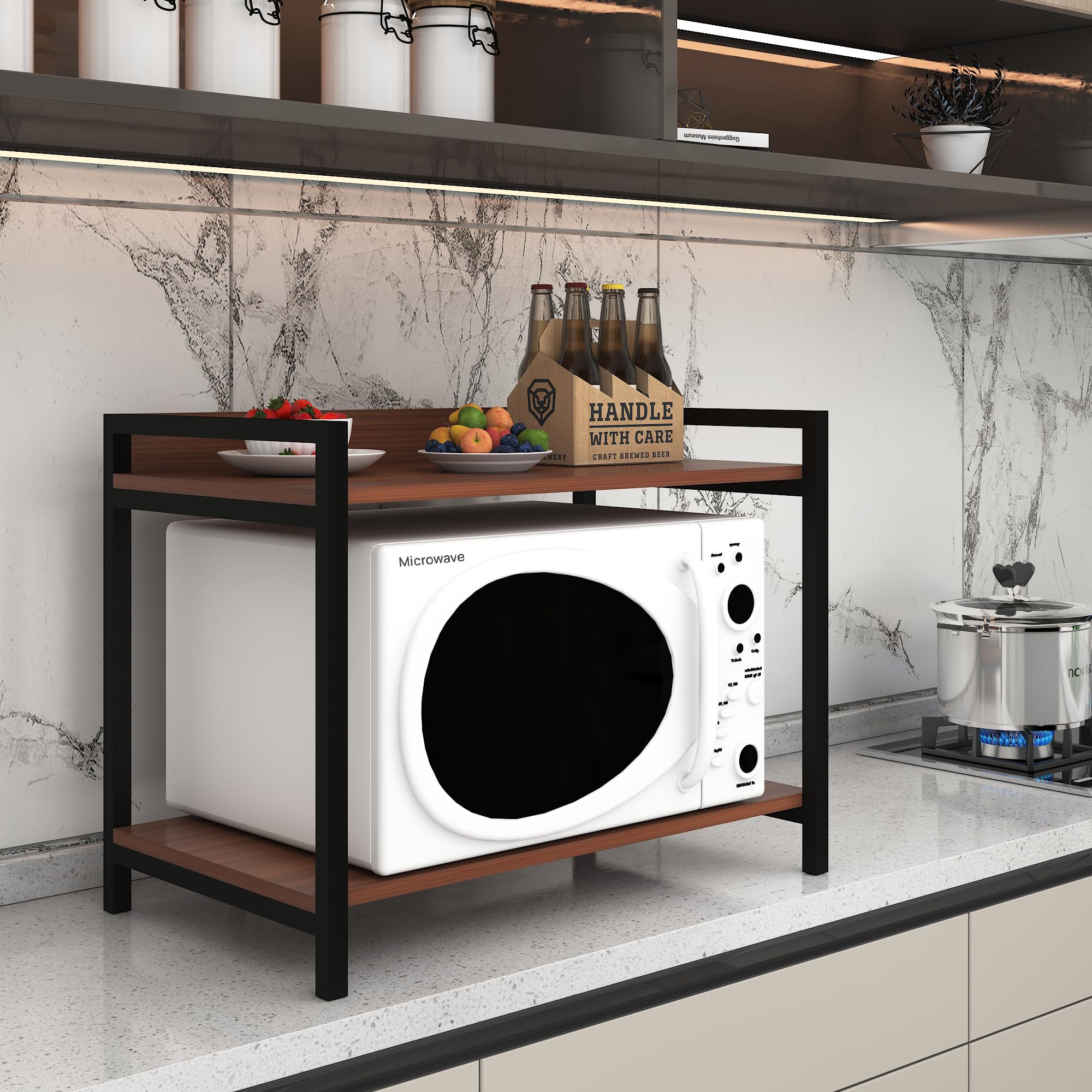 Anikaa Hayden Microwave Otg Stand | Metal Microwave Stand | Air Fryer Stand For Kitchen Counter | 2-Tiered Shelf Rack | Kitchen 