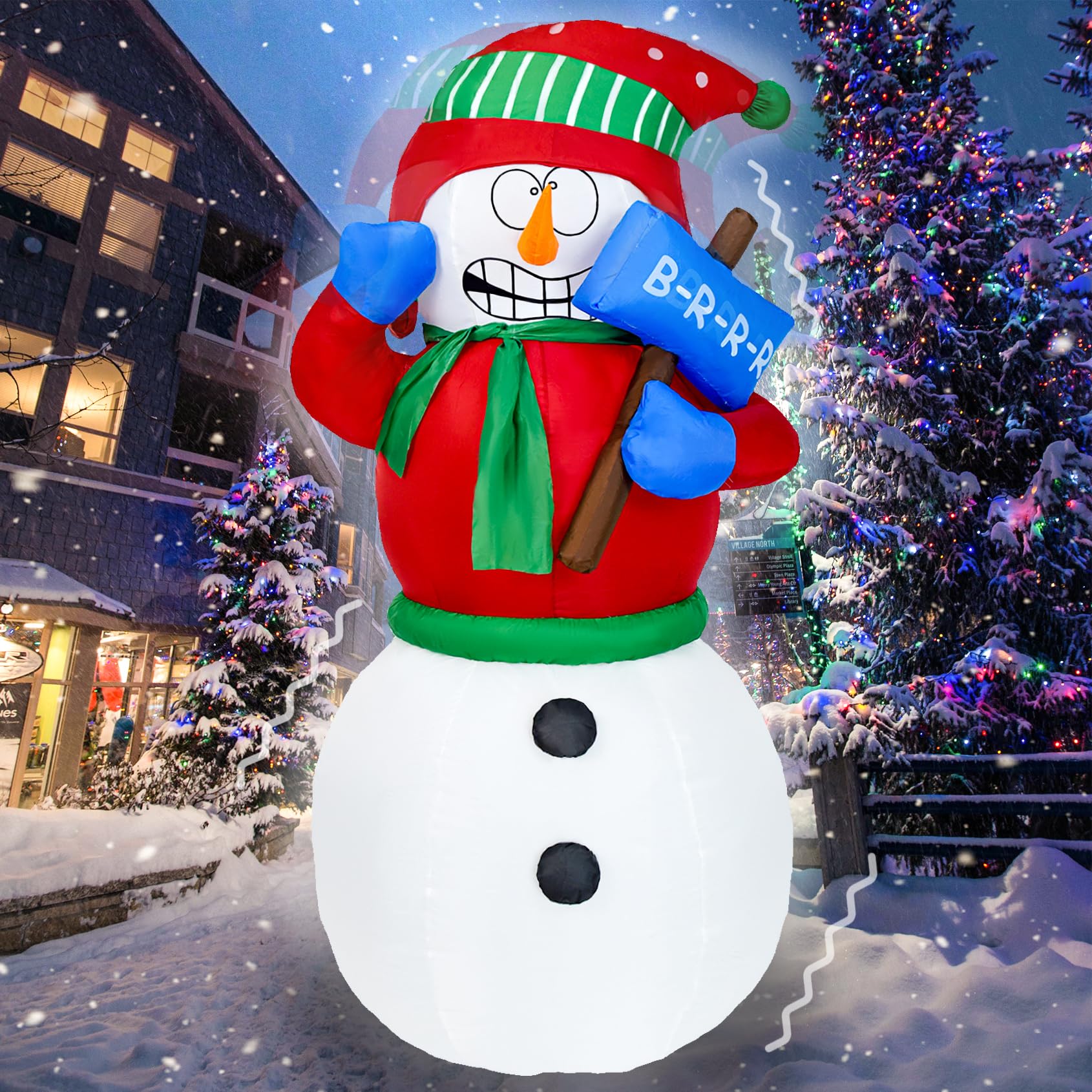 DearSun 6FT Christmas Inflatable Shaking Snowman Wearing Red Sweater Outdoor Inflatable with Build-in LED Lights Big Yard Party 