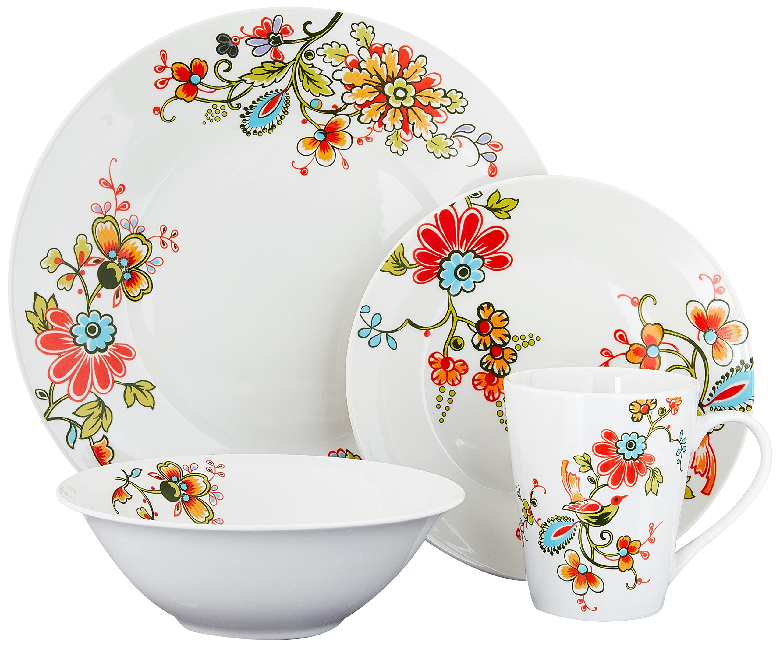 Gibson Home Doraville Round Dinnerware Set, Service for 4 (16) Piece, White/Specks