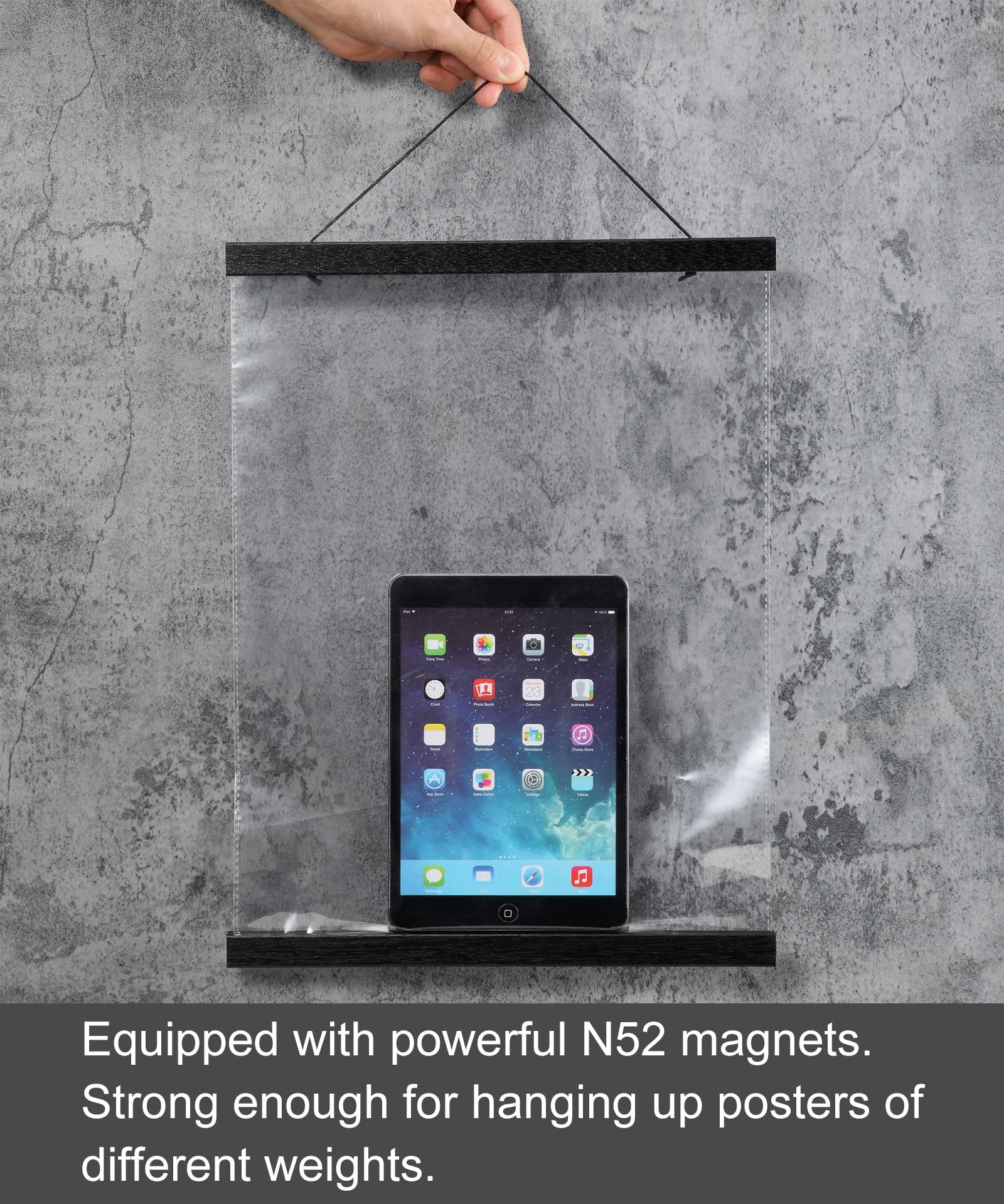 FALAMON Magnetic Poster Hanger Frame  18x12 18x24 18x28 Teak Wood Magnet Poster Frame for Posters  Prints  Photos  Pictures  Maps  Scrolls  and Canvas Artwork(Black  18'')