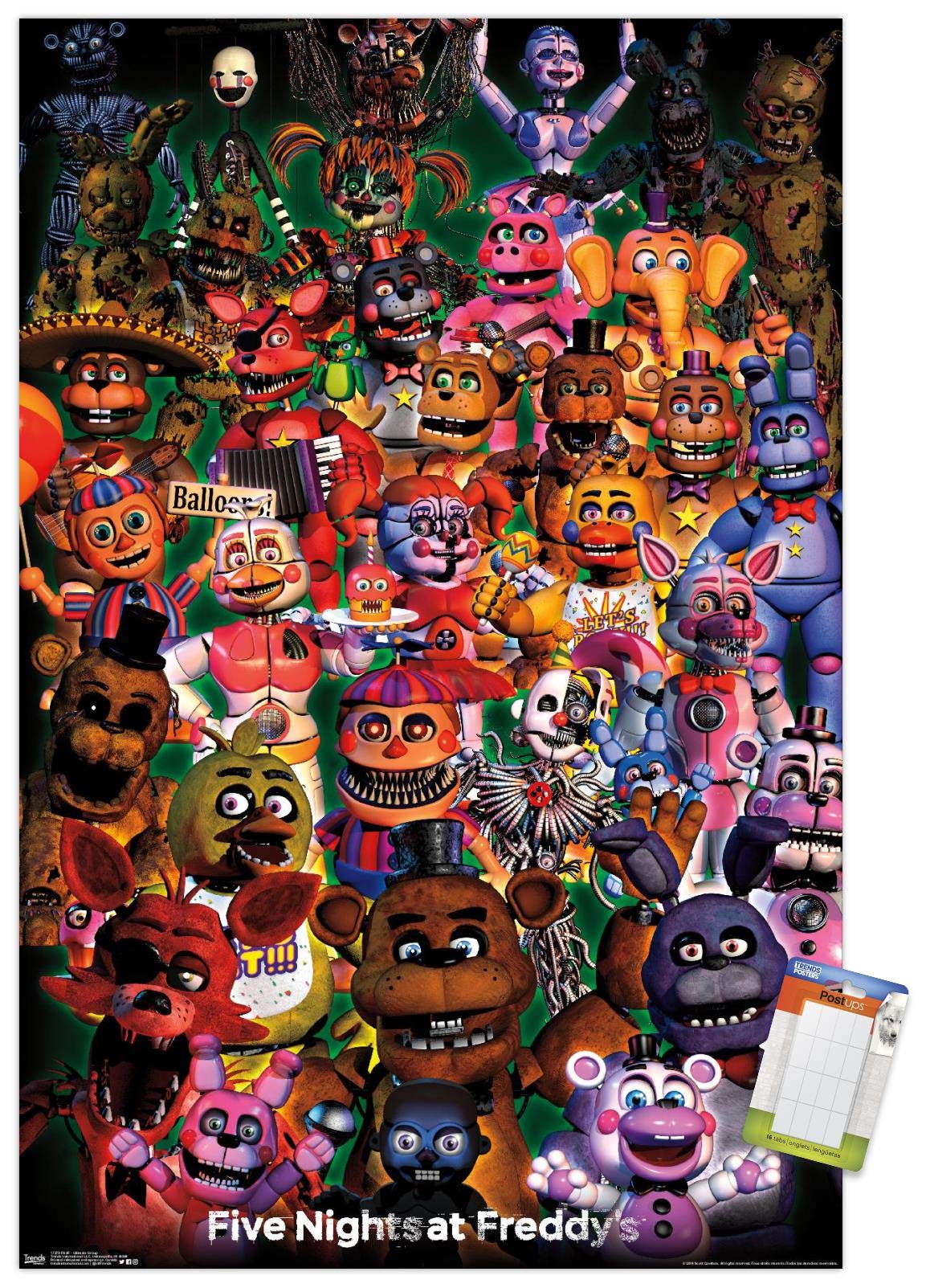 Trends International Five Nights At Freddy'S - Ultimate Group Wall Poster, 22.375'' X 34'', Poster & Mount Bundle
