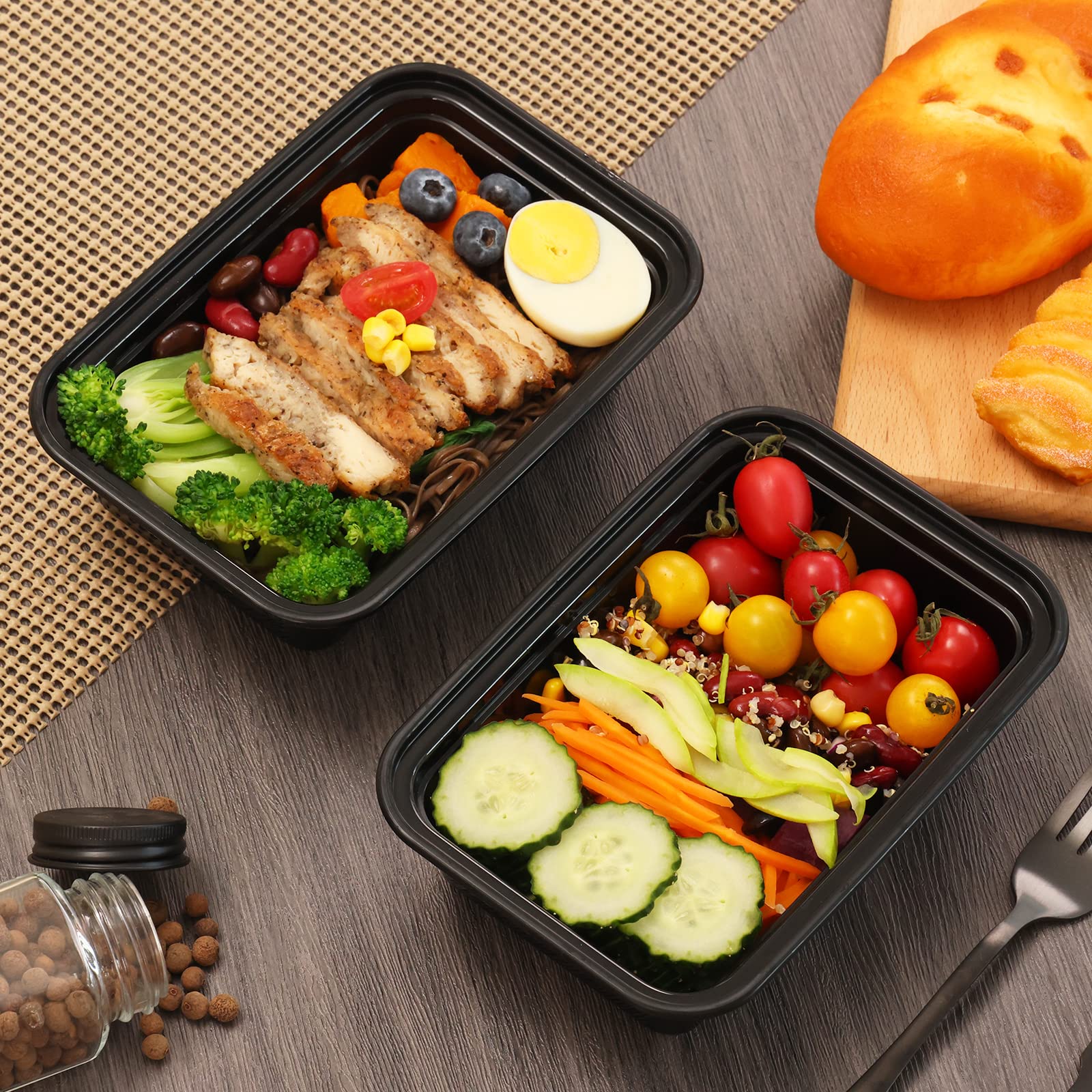 Moretoes 15 Pack Meal Prep Containers Reusable, Food Containers With Lids 24Oz, 1 Compartment Food Storage Containers, Reusable