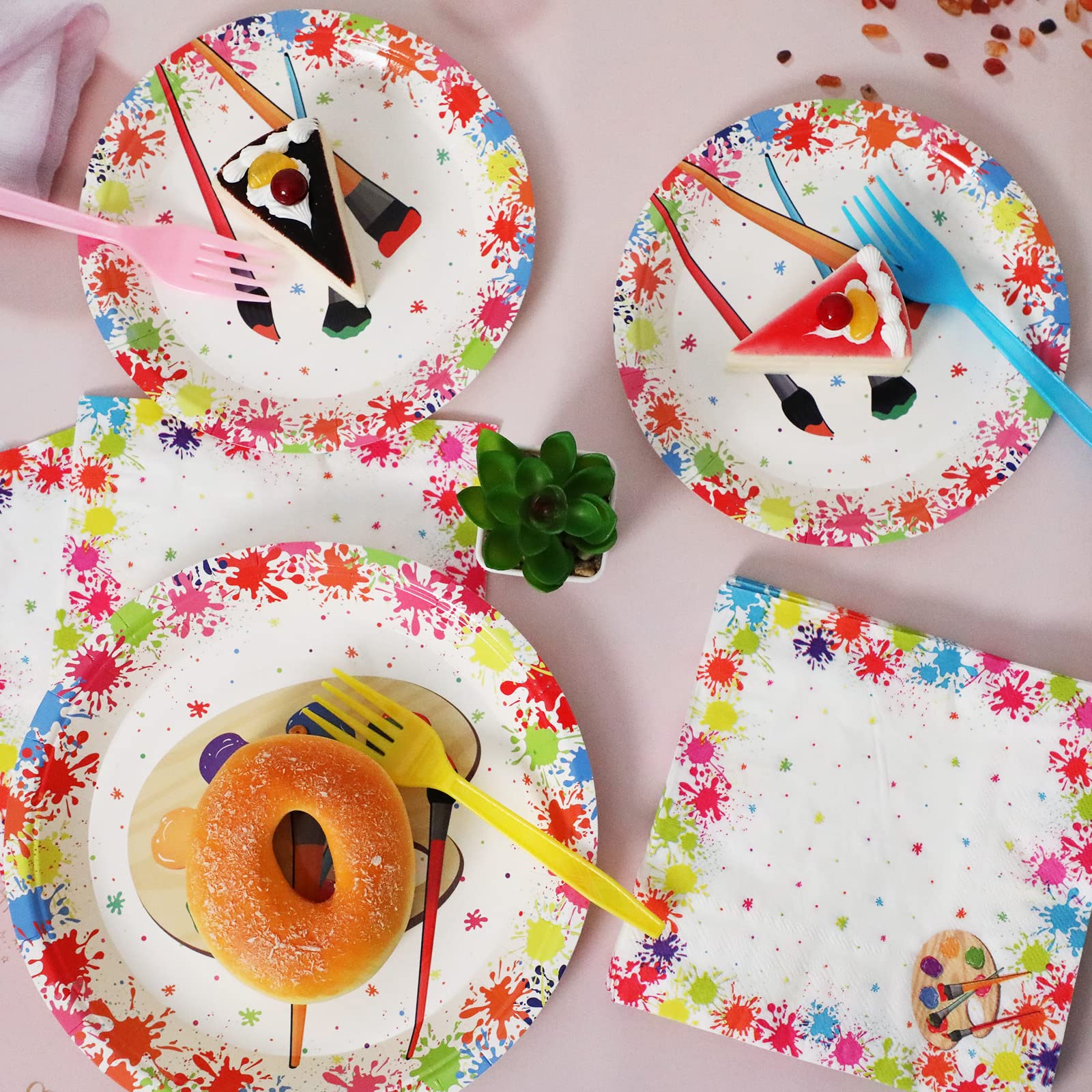 Gisgfim 24 Guests Art Party Decorations Supplies Plates Napkins Tablecloths Paint Party Birthday Decoration Tableware Set Artist
