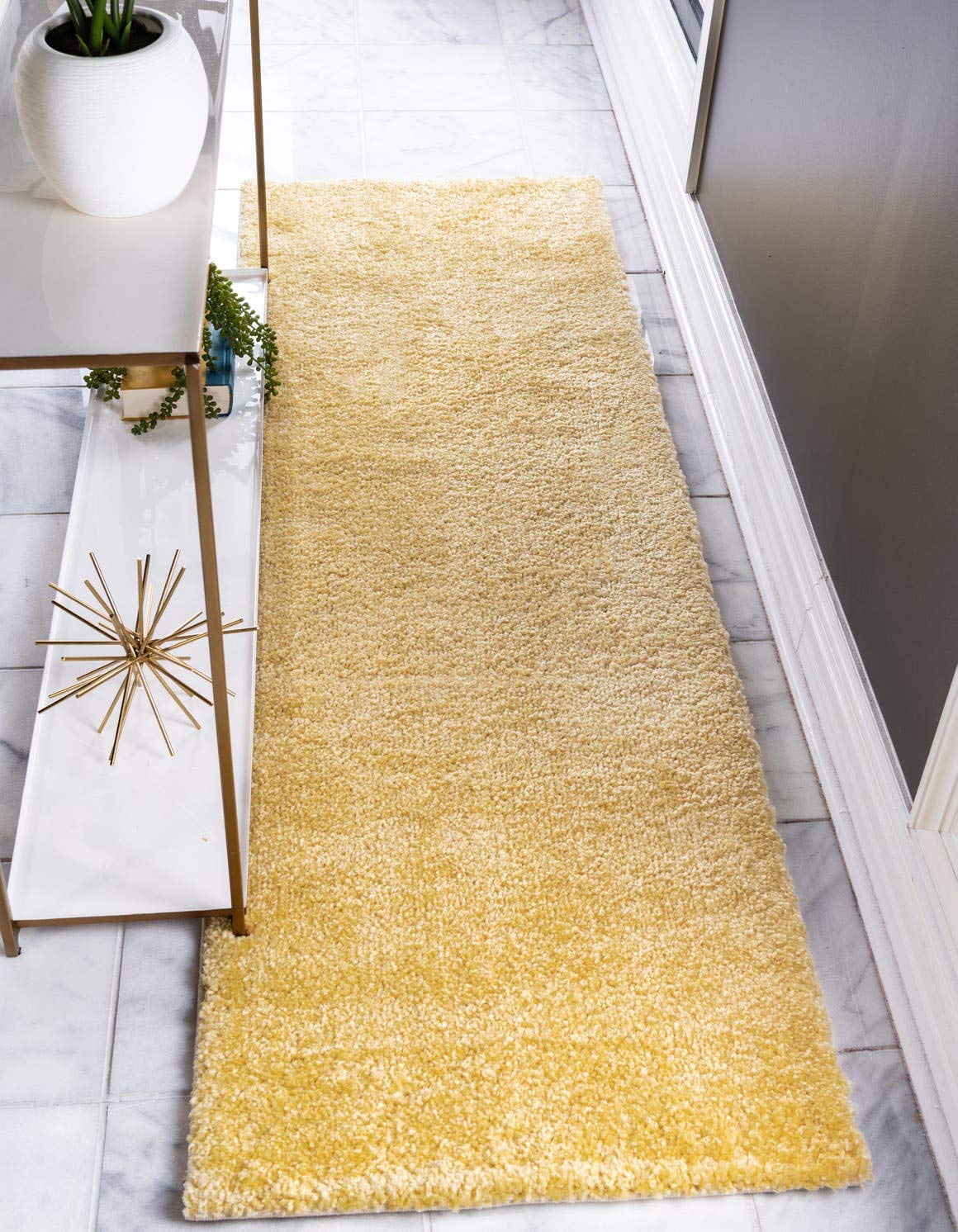 Unique Loom Solo Collection Area Rug - Calabasas (2 2 x 6 7 Runner, Yellow)