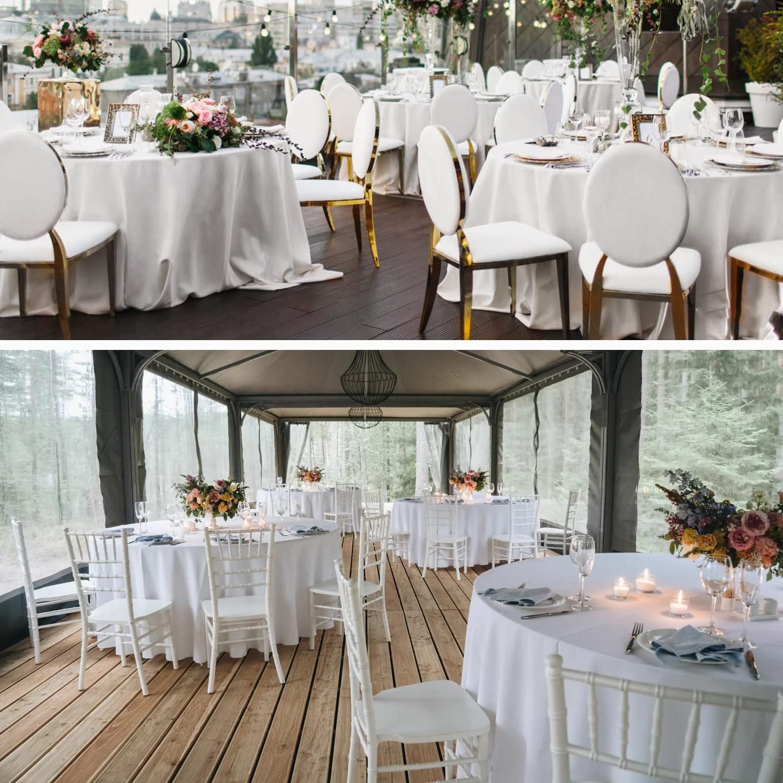 10 Packs Premium Round Tablecloth 90 Inch White Polyester Table Cloth Bulk Washable Polyester Fabric Tablecloths Table Cover For