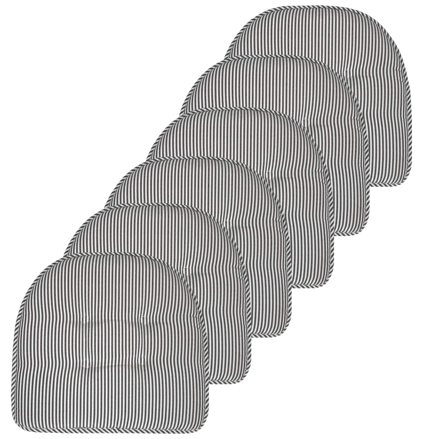 Sweet Home Collection Chair Cushion Memory Foam Pads Tufted Slip Non Skid Rubber Back UShaped 17 x 16 Seat Cover, 6 Count (Pa