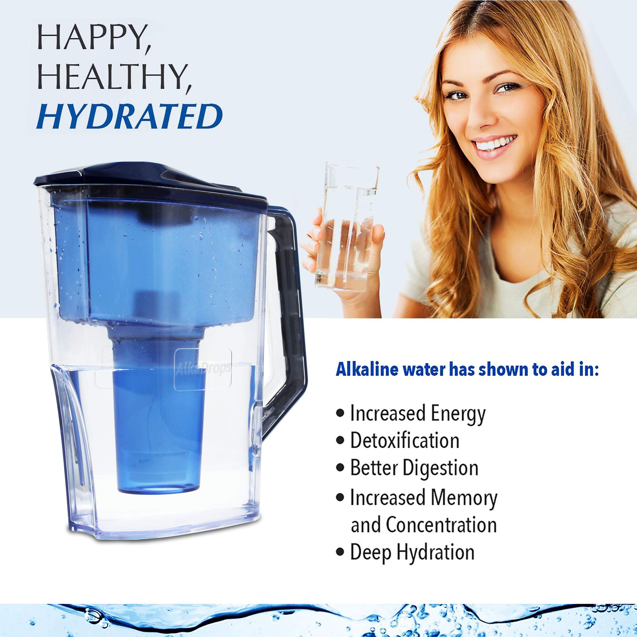 Water Pitcher, Alkaline Water Pitcher,Alkaline Water Jug -7 Stage Ionizer Filtration System To Purify And Increase Ph Levels - C