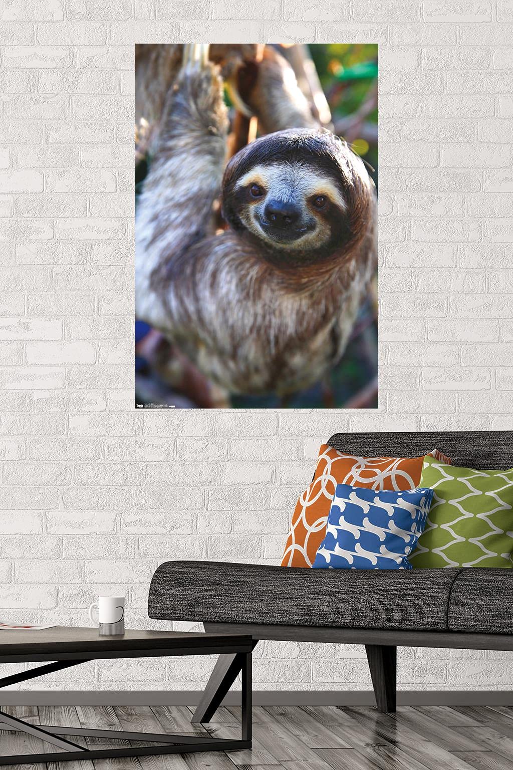 Trends International Sloth - Smile Wall Poster, 22.375'' X 34'', Premium Poster & Mount Bundle