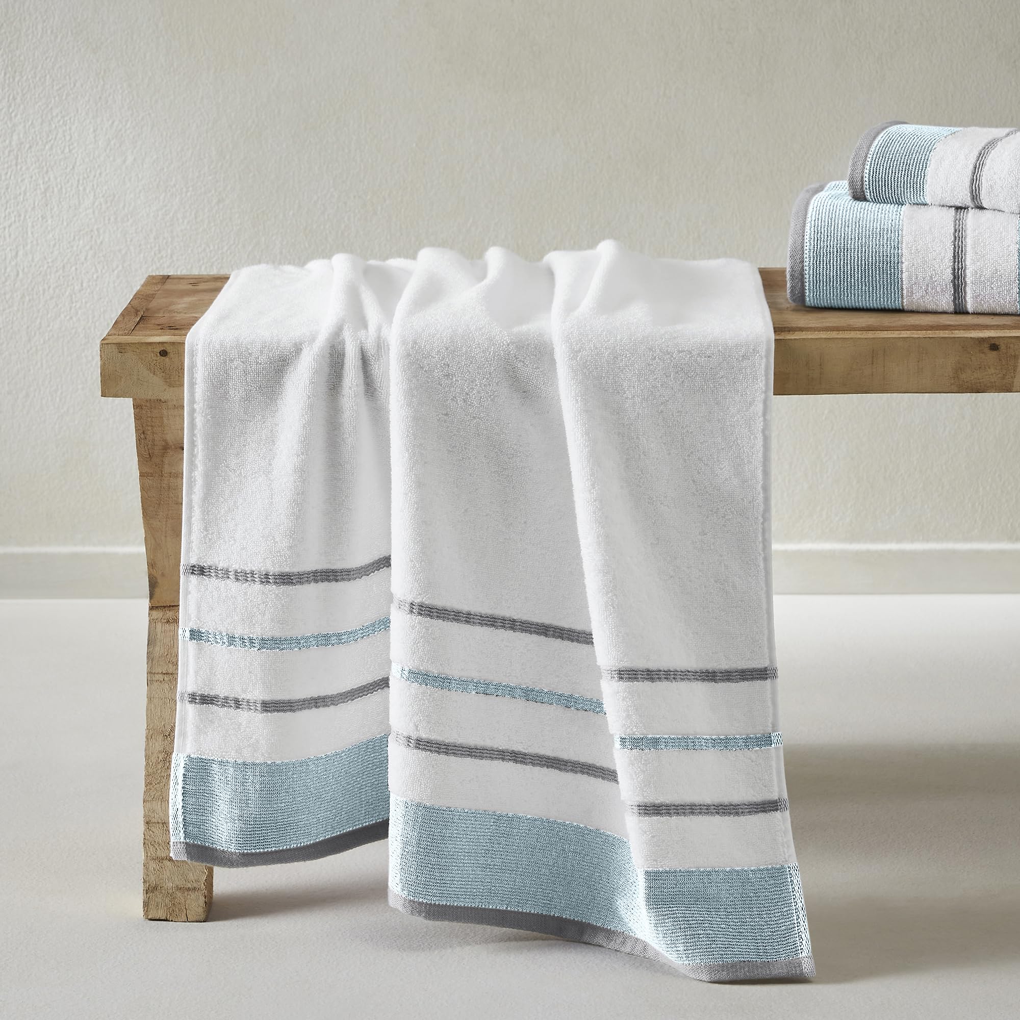 Great Bay Home 6-Piece Luxury Hotelspa Cotton Striped Towel Set, 500 Gsm Includes Bath Towels, Hand Towels And Washcloths Noelle