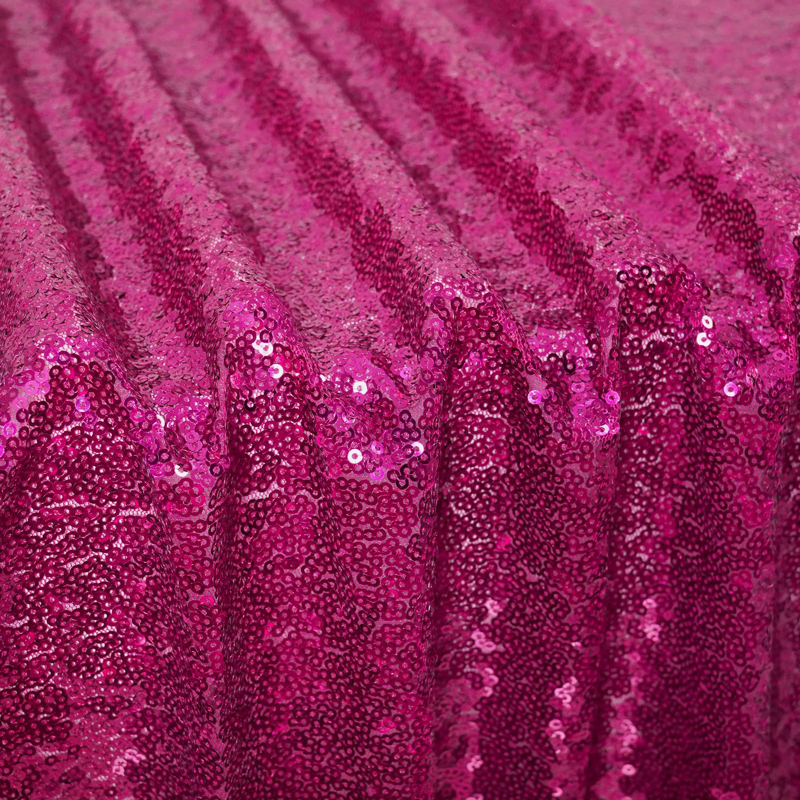Poise3Ehome 50X72'' Rectangle Hot Pink Sequin Tablecloth For Party Cake Dessert Table Exhibition Events, Hot Pink