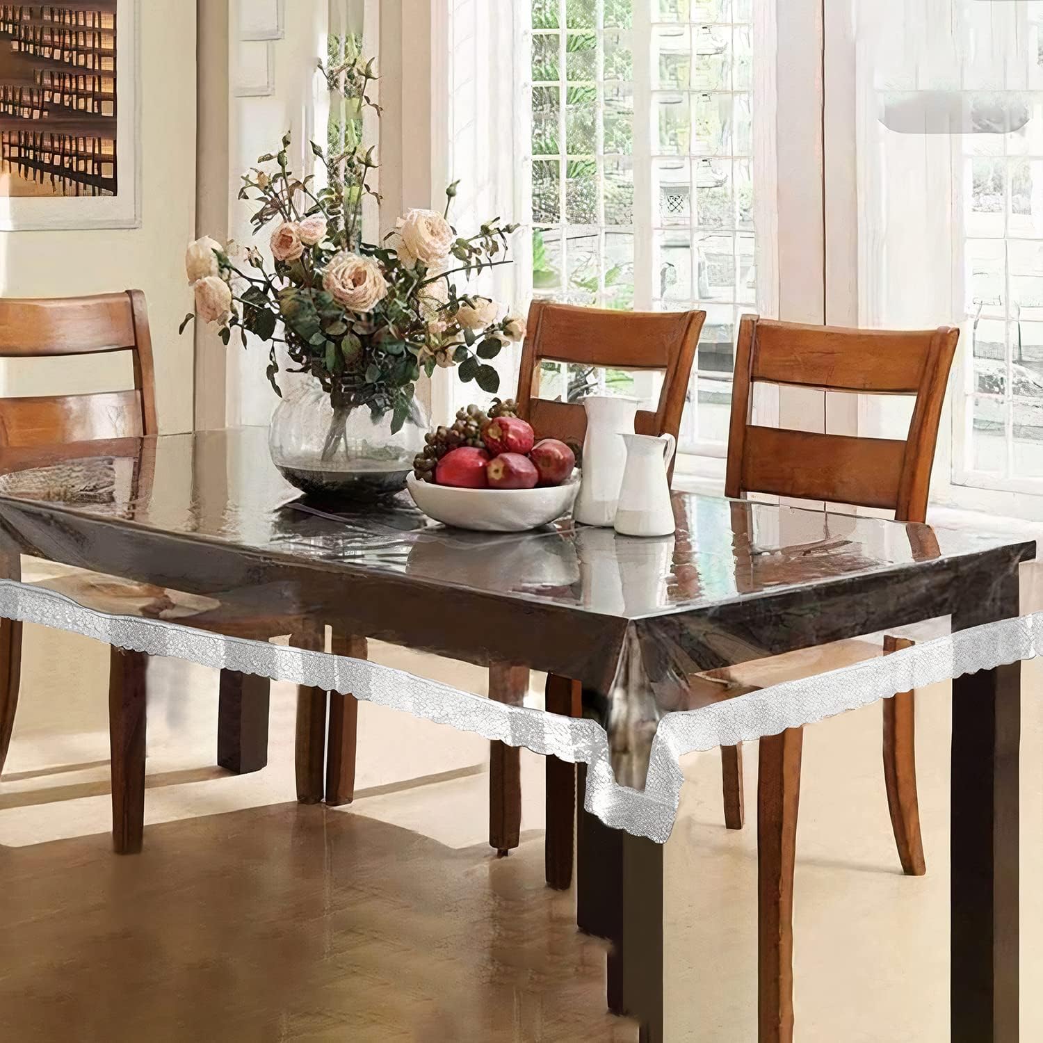 Kuber Industries Polyvinyl Chloride (PVC) Rectangular Table Cover 6 Seater |Dining Table Cloth for Home Dcor | Table Sheet for D
