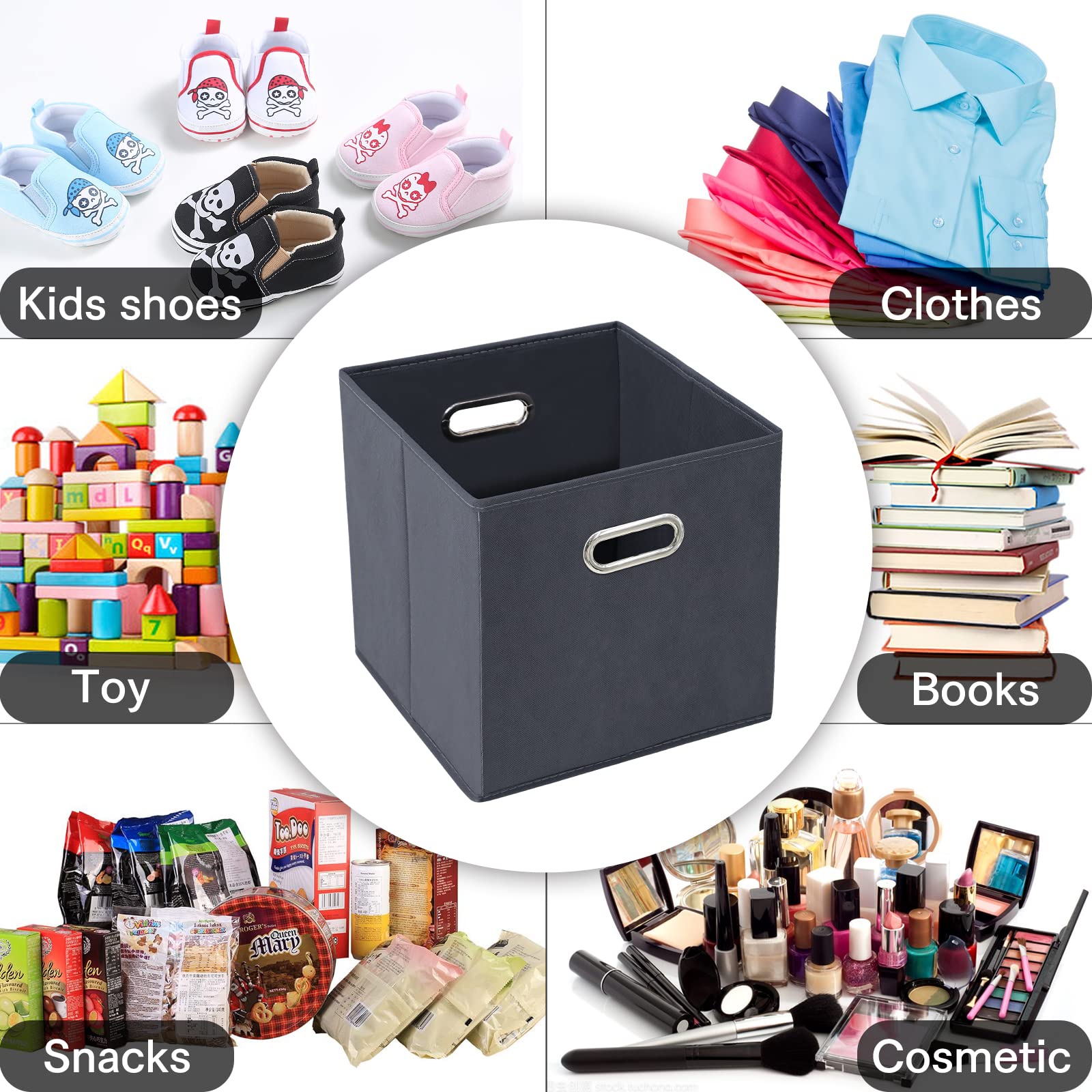 Sevendome Fabric Storage Bins,13 Inch Cube Organizer Bins,Fabric Organizer Bins Foldable Storage Bins Basket With Dual Handles A