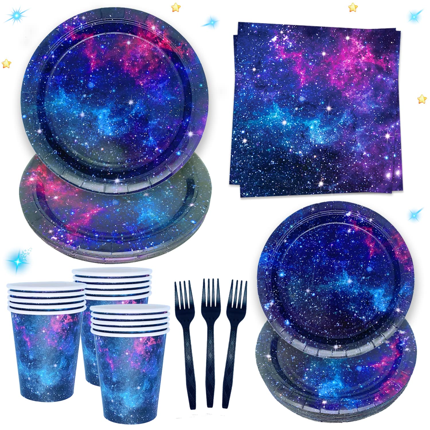 Space Galaxy Party Supplies Tableware Set Outer Space Theme Birthday Party Decoration Starry Night Solar System Planet Plates Na
