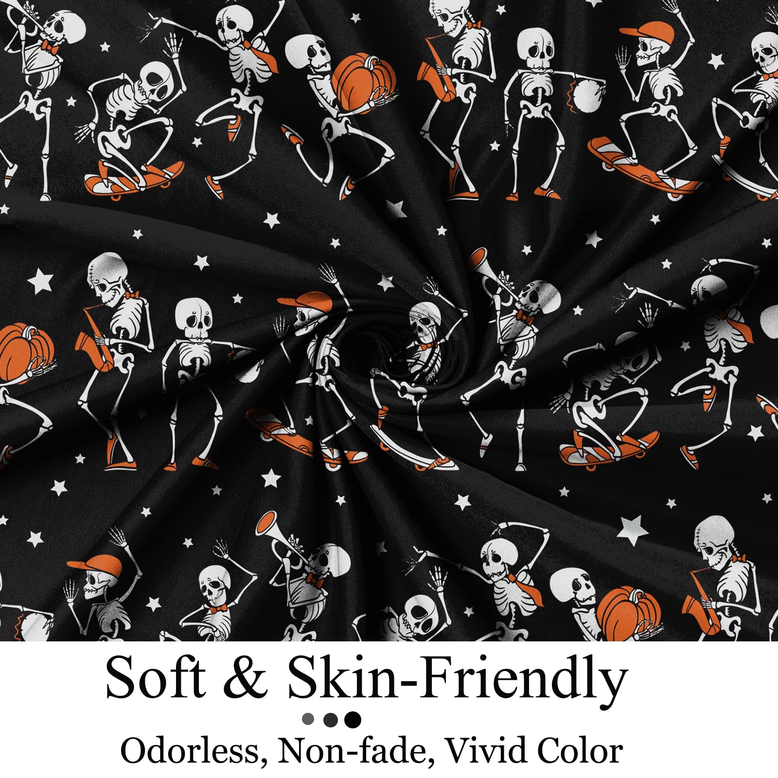 Gcirec Halloween Shower Curtain, Rock And Roll Music Lover Skull Skeleton Bone Band Funny Bathroom Curtain Bathtub Home Decor Wa