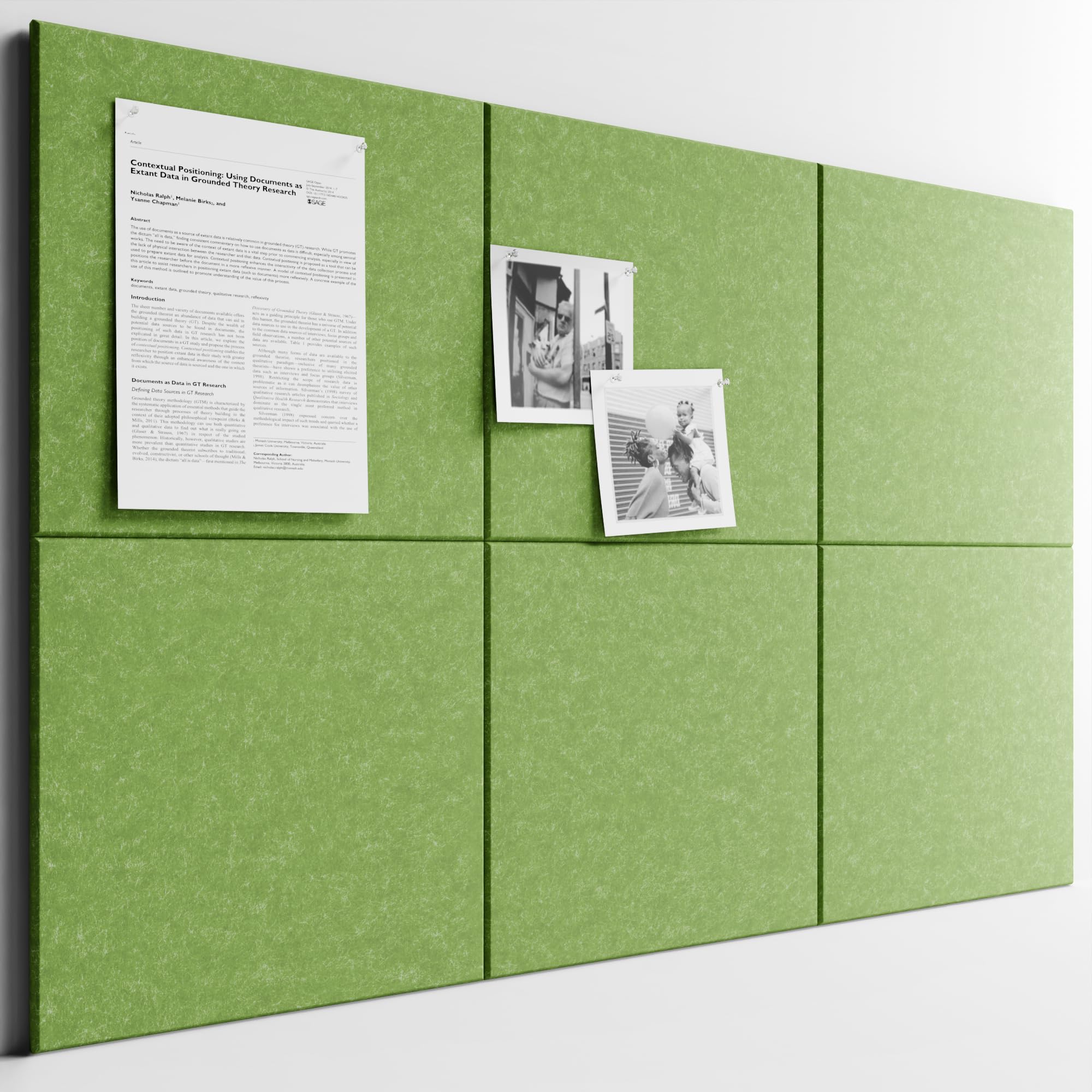 Bumusty Large Cork Board 36x24 Alternative - 6 Pack Felt Wall Tiles with 40 Safe Removable Adhesive Tabs, 30 Pushpins, Cork Boar
