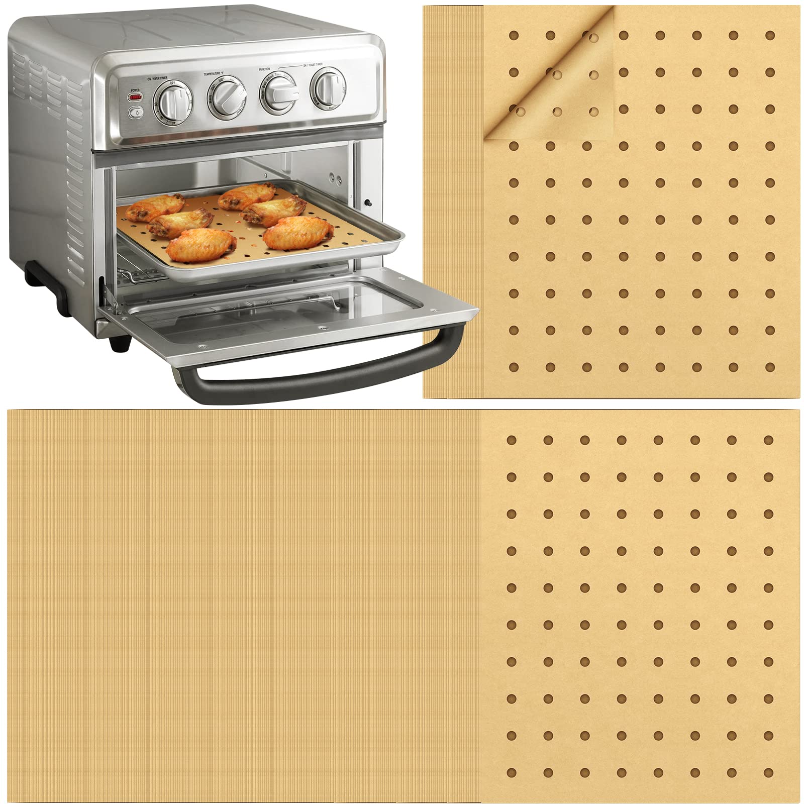 Air Fryer Disposable Parchment Paper Liners: 150Pcs Airfryer Liners 9X11 Inch Perforated Rectangular Paper Sheets Basket Liner A