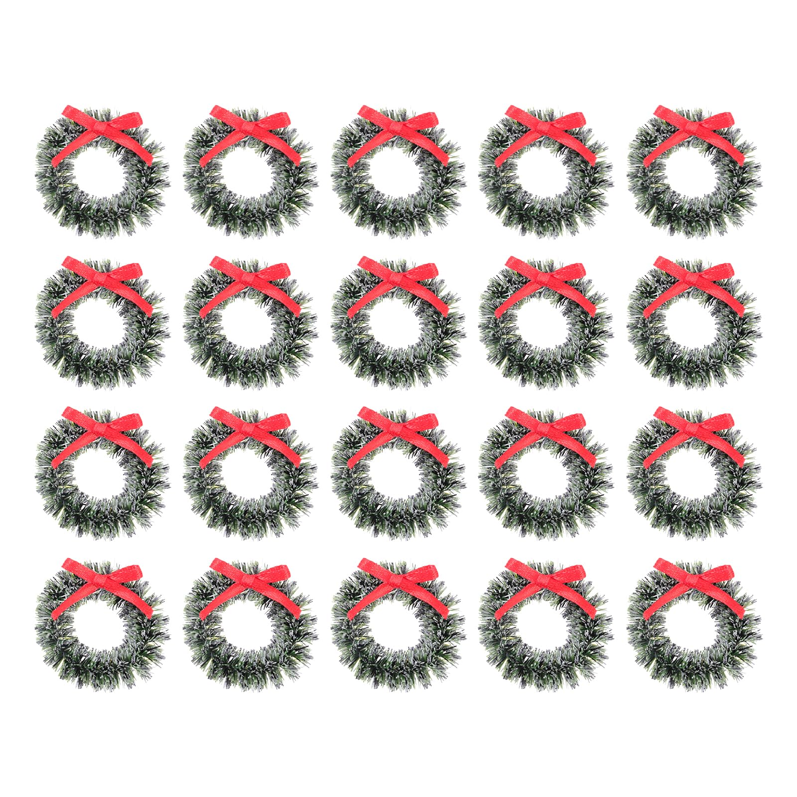 Healifty 20 Pcs Christmas Candle Ring Bow Mini Christmas Wreath Artificial Christmas Napkin Rings Frost Sisal Christmas Tree Wre