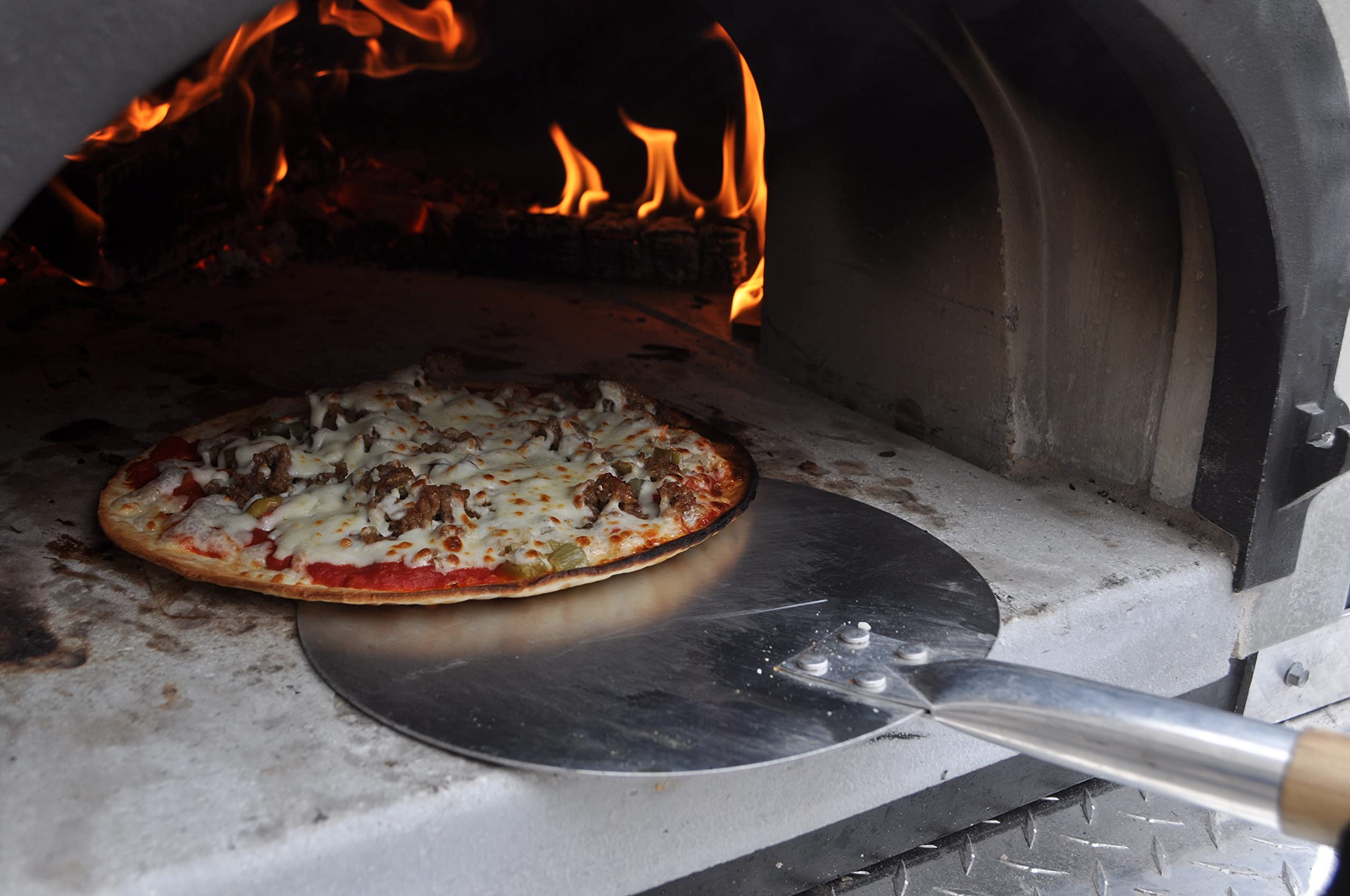 Chicago Brick Oven Aluminum Pizza Peel - Turning Pizza Paddle With Leather Strap And Detachable Wood Handle - Bakeware & Pizza O