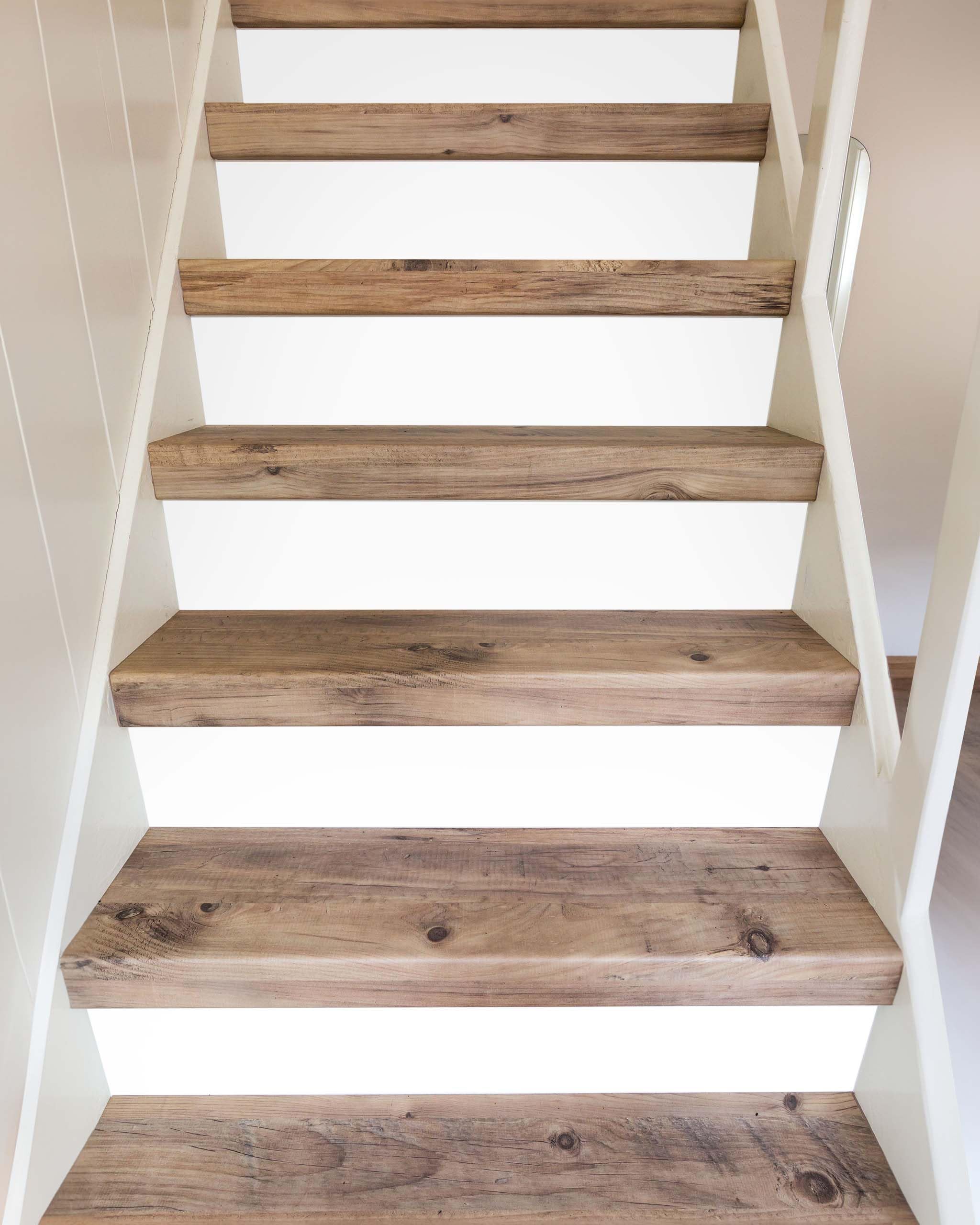 FLFK Twill Texture Anti-Slip Stair Treads Sticker Abrasion-Resistant Stair Riser Decals Peel and Stick 39.3 x 7.08 x 5Pcs