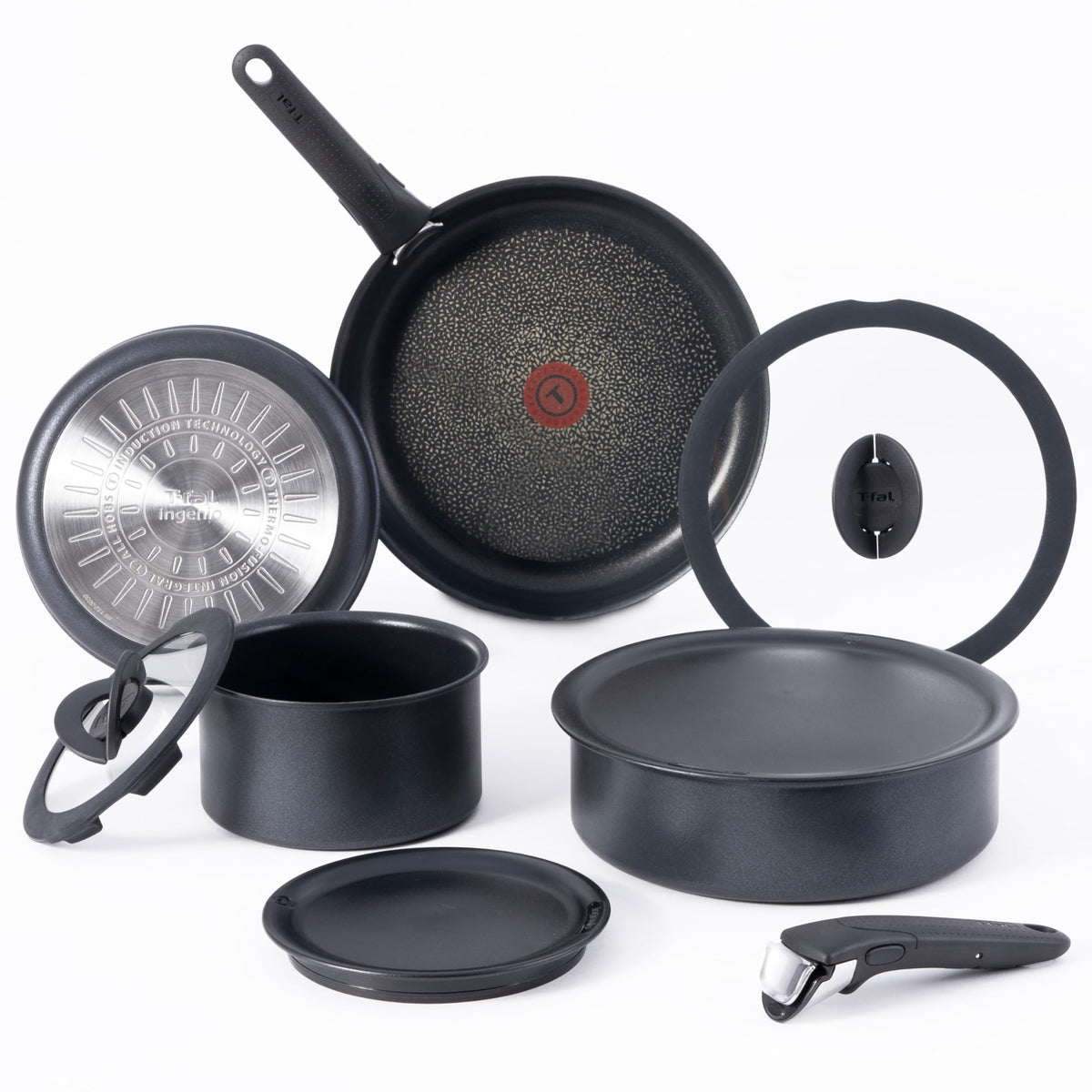 T-fal Ingenio Expertise Non Stick Cookware Set 10 Piece, Induction, Oven Broiler Safe 500F, Stackable Cookware, Pots and Pans Se