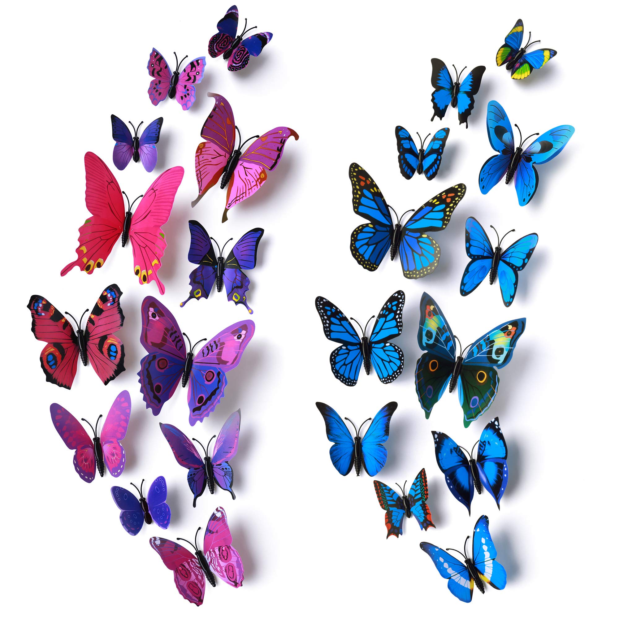 24pcs 3D Vivid Special Man-Made Lively Butterfly Wall Stickers Removable Butterflies Wall Decals 3D Nursery Art Decor for Kids G
