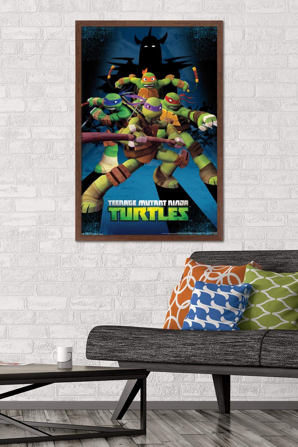 Trends International Nickelodeon Teenage Mutant Ninja Turtles - Assemble Wall Poster, 22.375'' X 34'', Mahogany Framed Version
