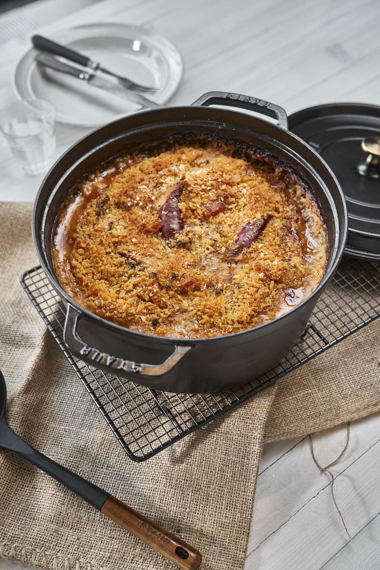 Staub Cast Iron Dutch Oven 7-Qt Round Cocotte, Made In France, Serves 7-8, Black Matte