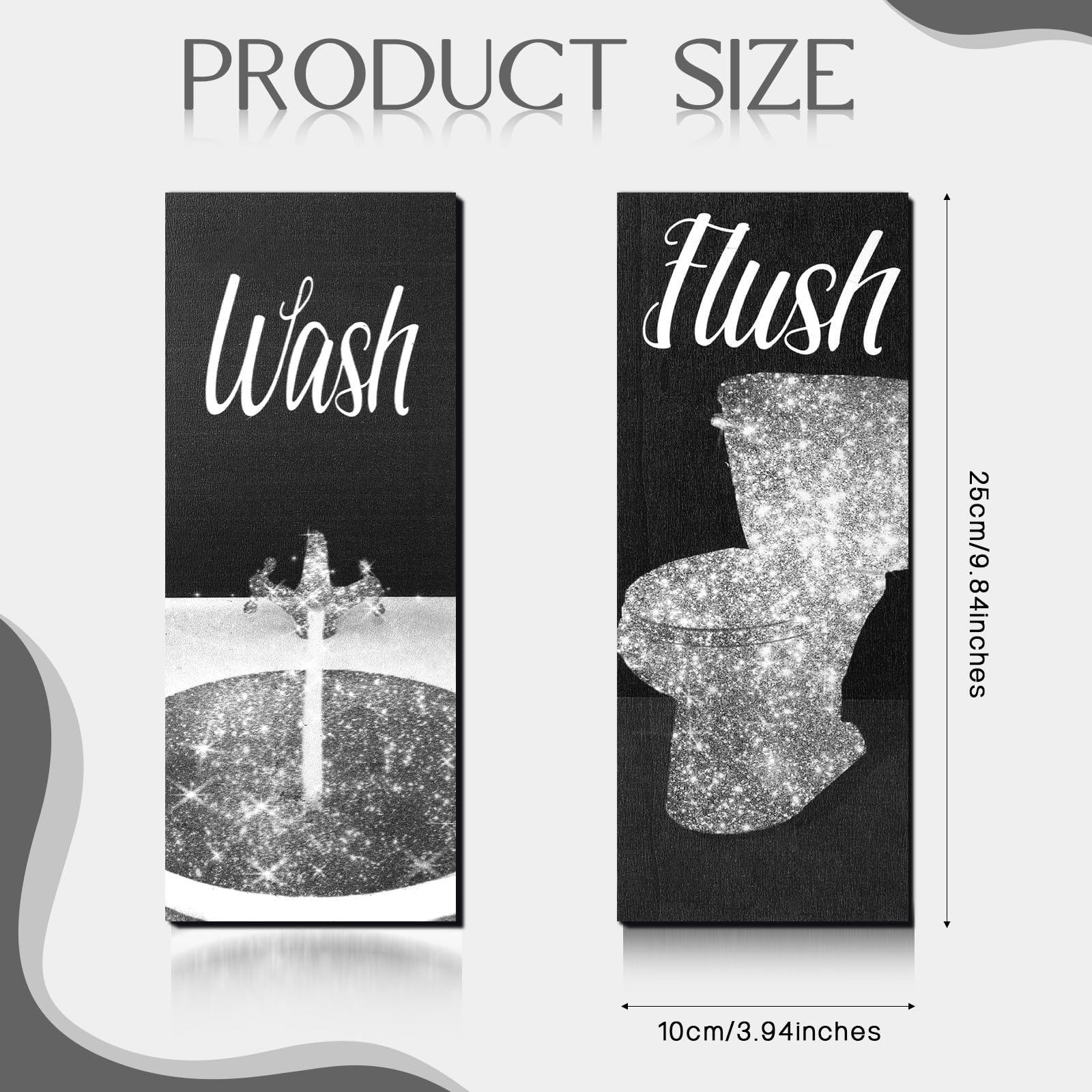 Chinco 4 Pcs Women Funny Wall Art Bathroom Decor 9.84 x 3.94 x 0.2 Inch Glam Bathroom Wall Decor Modern Women Funny Bath Wood Ha