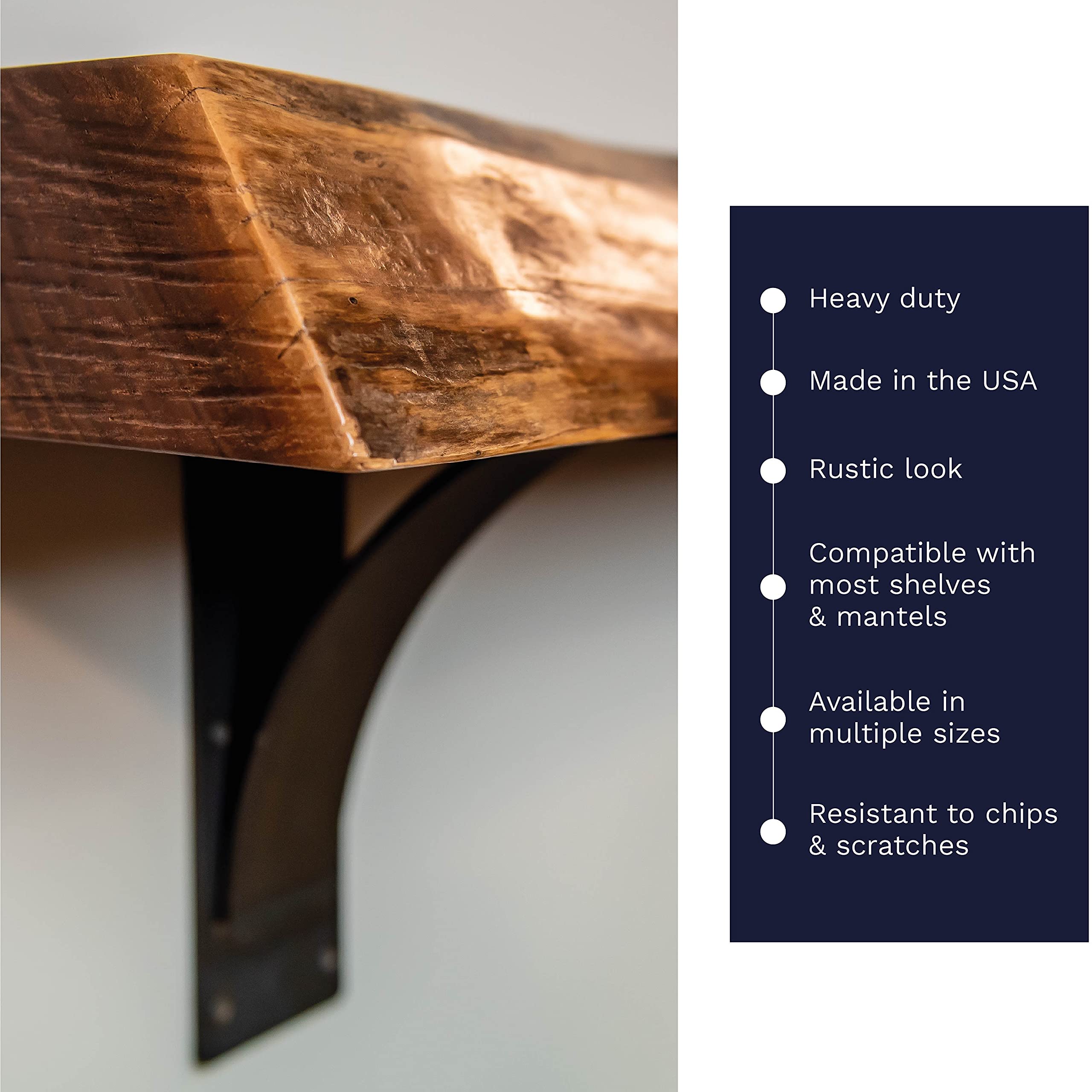 Rrd Steel Mantel Brackets Heavy Duty (2 Pack) Fireplace Mantel Brackets - Countertop Support Bracket - Hand Welded Steel Bracket