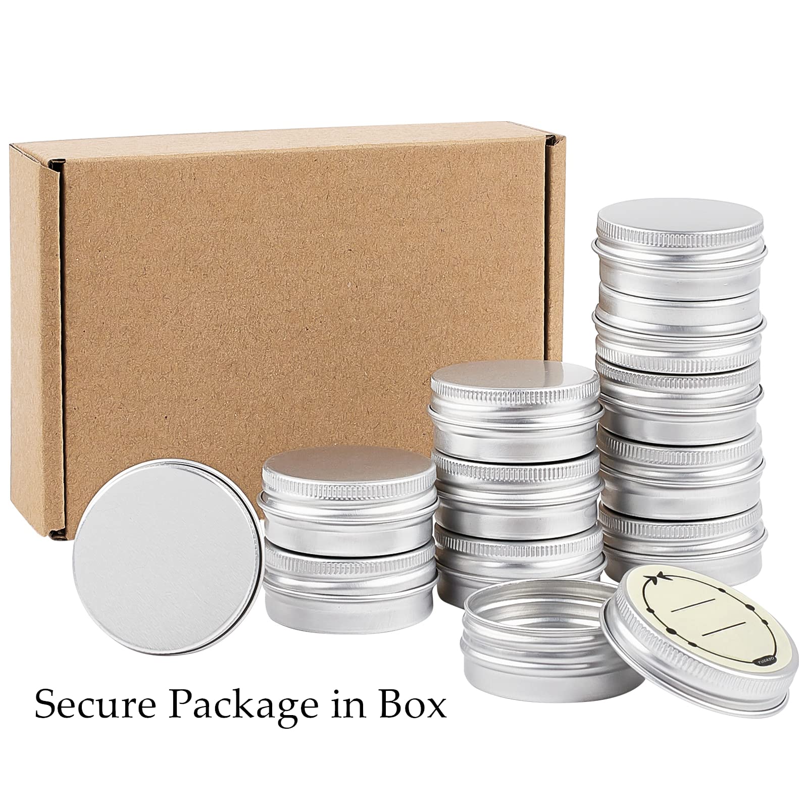 Tuzazo 24Pack 1/2 Oz Aluminum Tin Cans With Screw Lid And Labels, Refillable Travel Sized Cosmetic Containers Small Tins For Lip