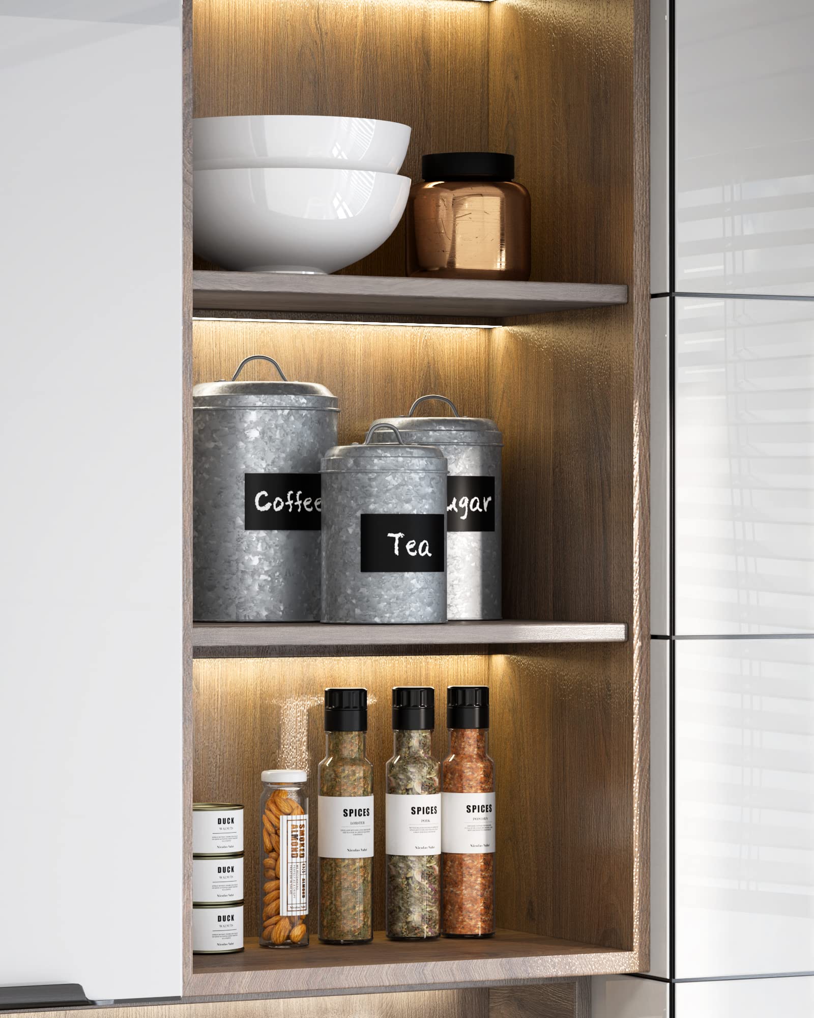 Lf Likefair Farmhouse Kitchen Canisters Set Of 3,Food Storage Containers For Home Kitchen, Tea, Herbs, Sugar, Salt, Coffee, Flou
