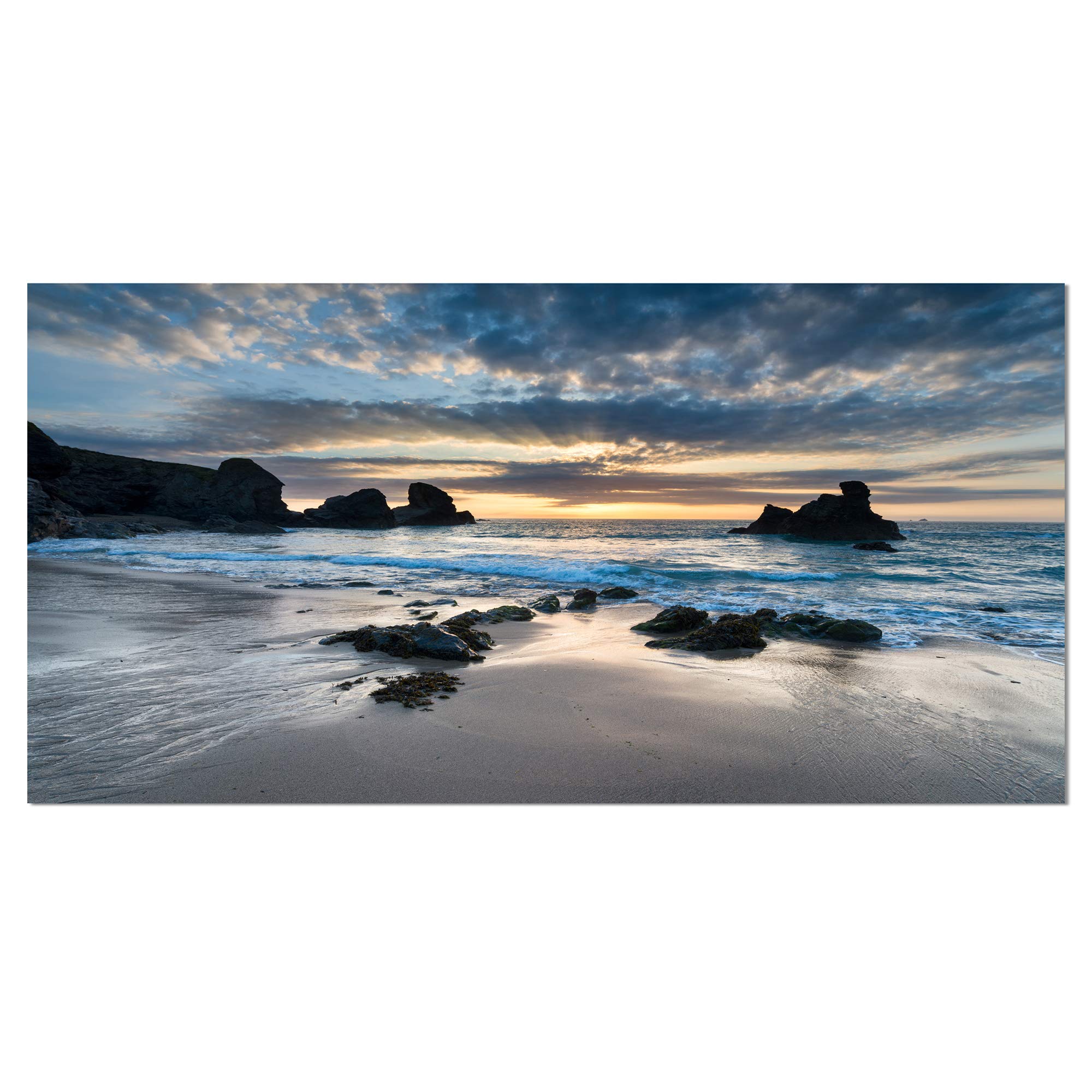 Beautiful Porthcothan Bay - Seashore Canvas Art Print, Nautical, Wall Art To Decorate Your Living Room And Bedroom, Blue, Made O