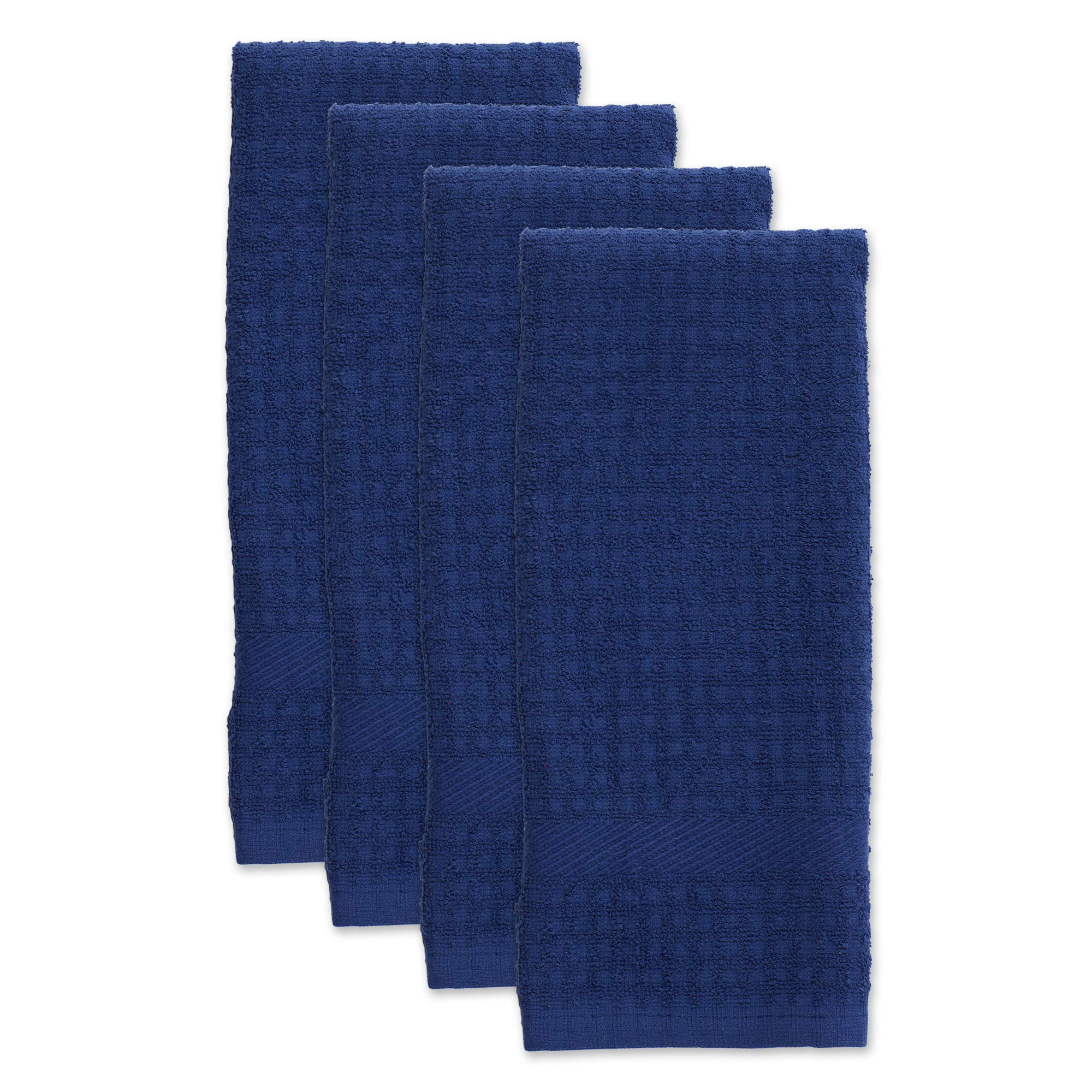 Dii Basic Terry Collection Waffle Dishtowel Set, 15X26, Solid Nautical Blue, 4 Piece