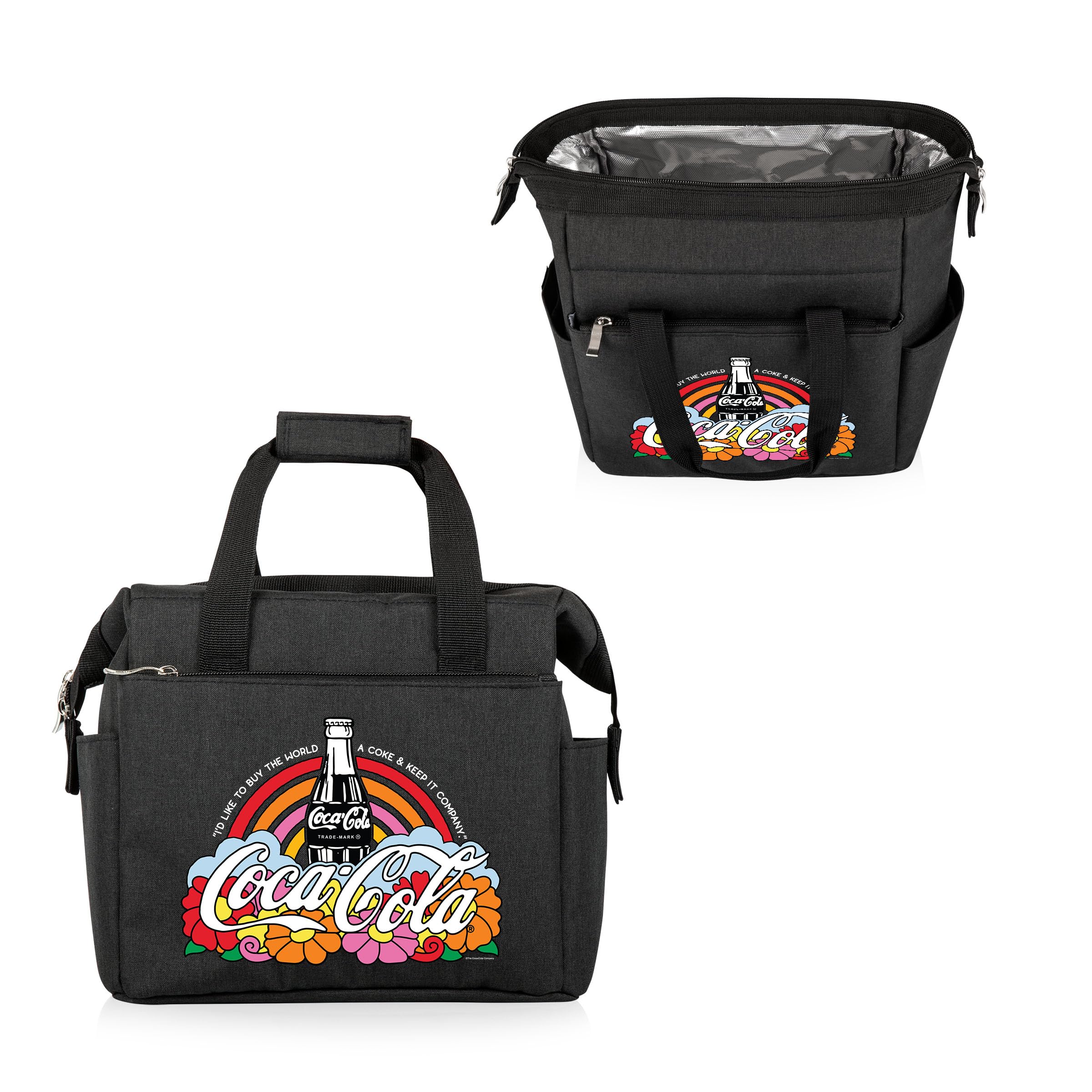 Picnic Time Coca-Cola Unity Buy The World A Coke On The Go Lunch Bag, Soft Cooler Lunch Box, Insulated Lunch Bag, (Black)